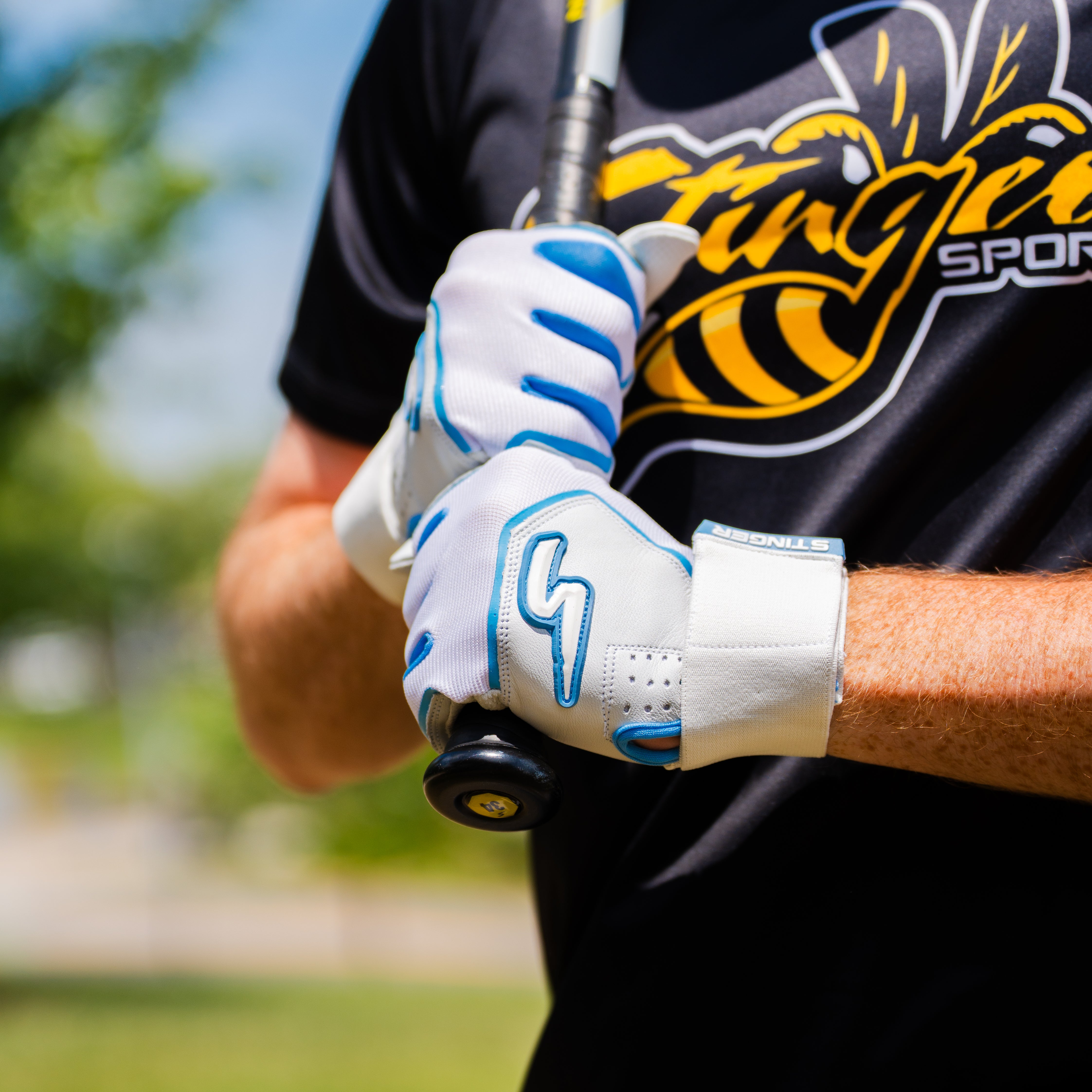 Winder Series Batting Gloves - Columbia Blue & White - Maximum Velocity Sports
