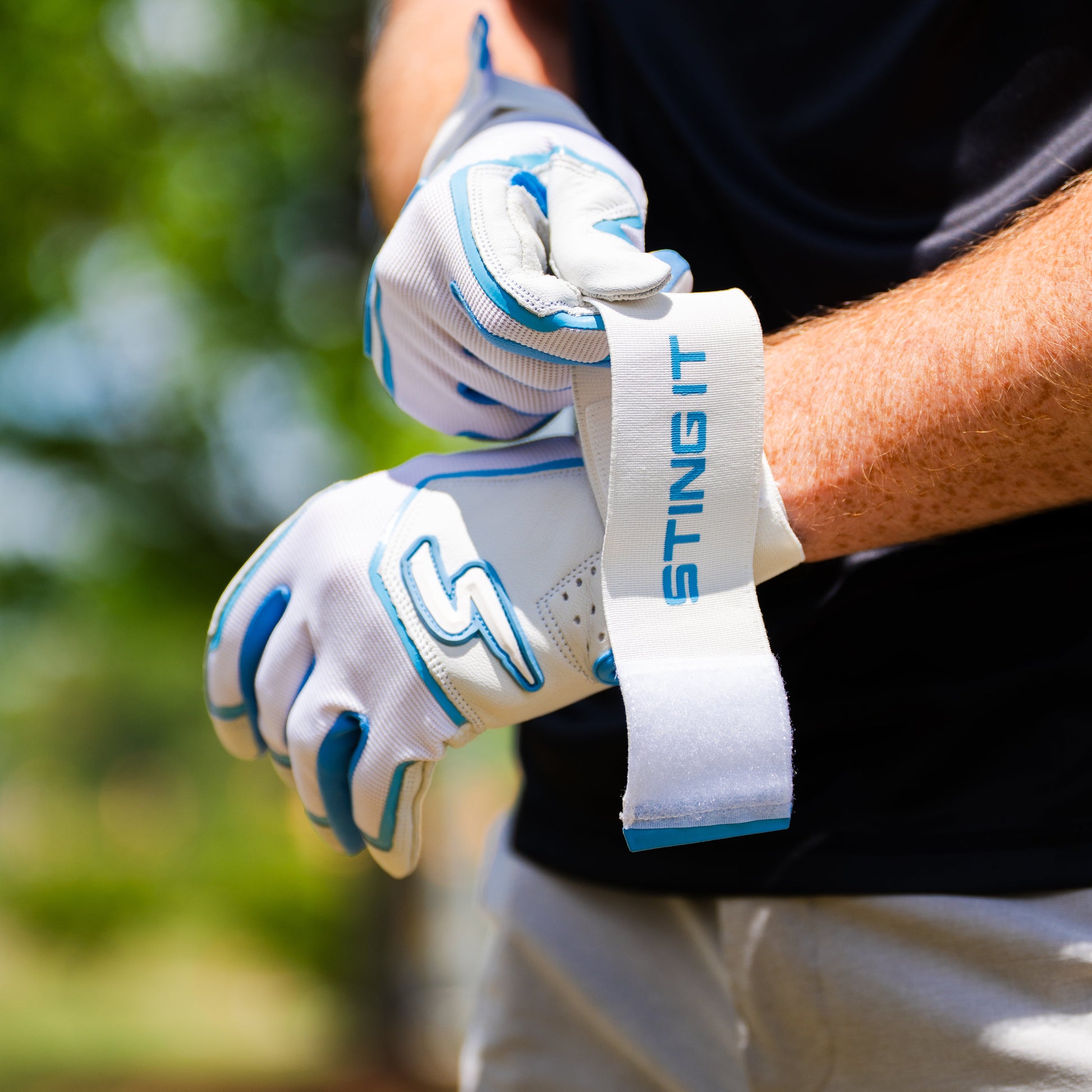 Winder Series Batting Gloves - Columbia Blue & White - Maximum Velocity Sports