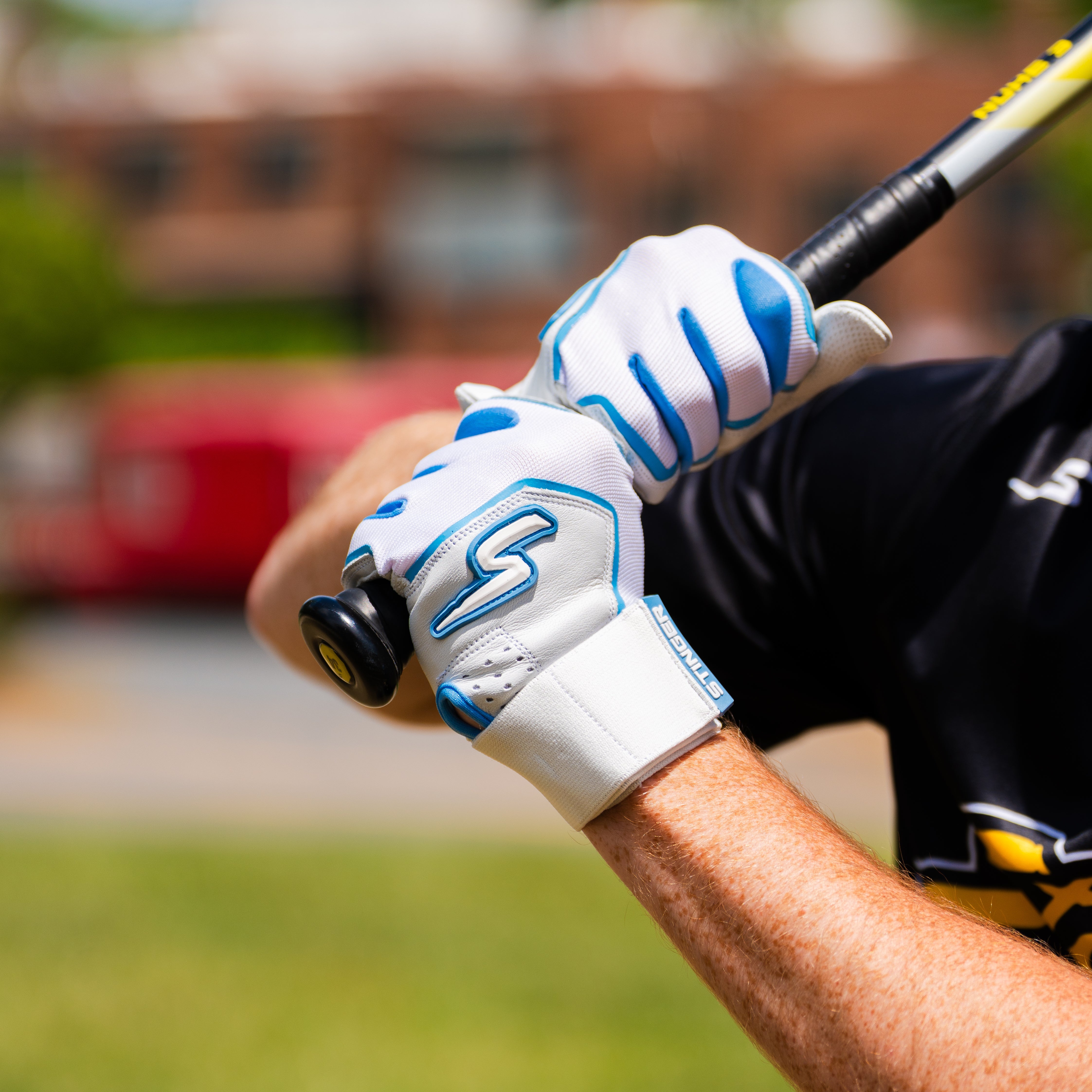 Winder Series Batting Gloves - Columbia Blue & White - Maximum Velocity Sports