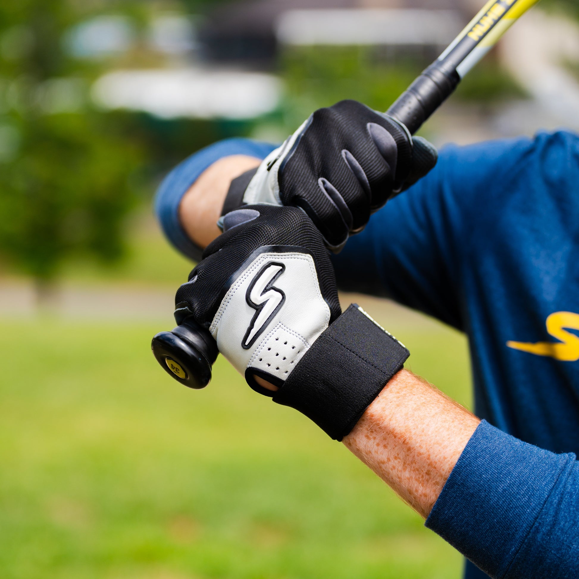 Winder Series Batting Gloves - Graphite/Black & White - Maximum Velocity Sports