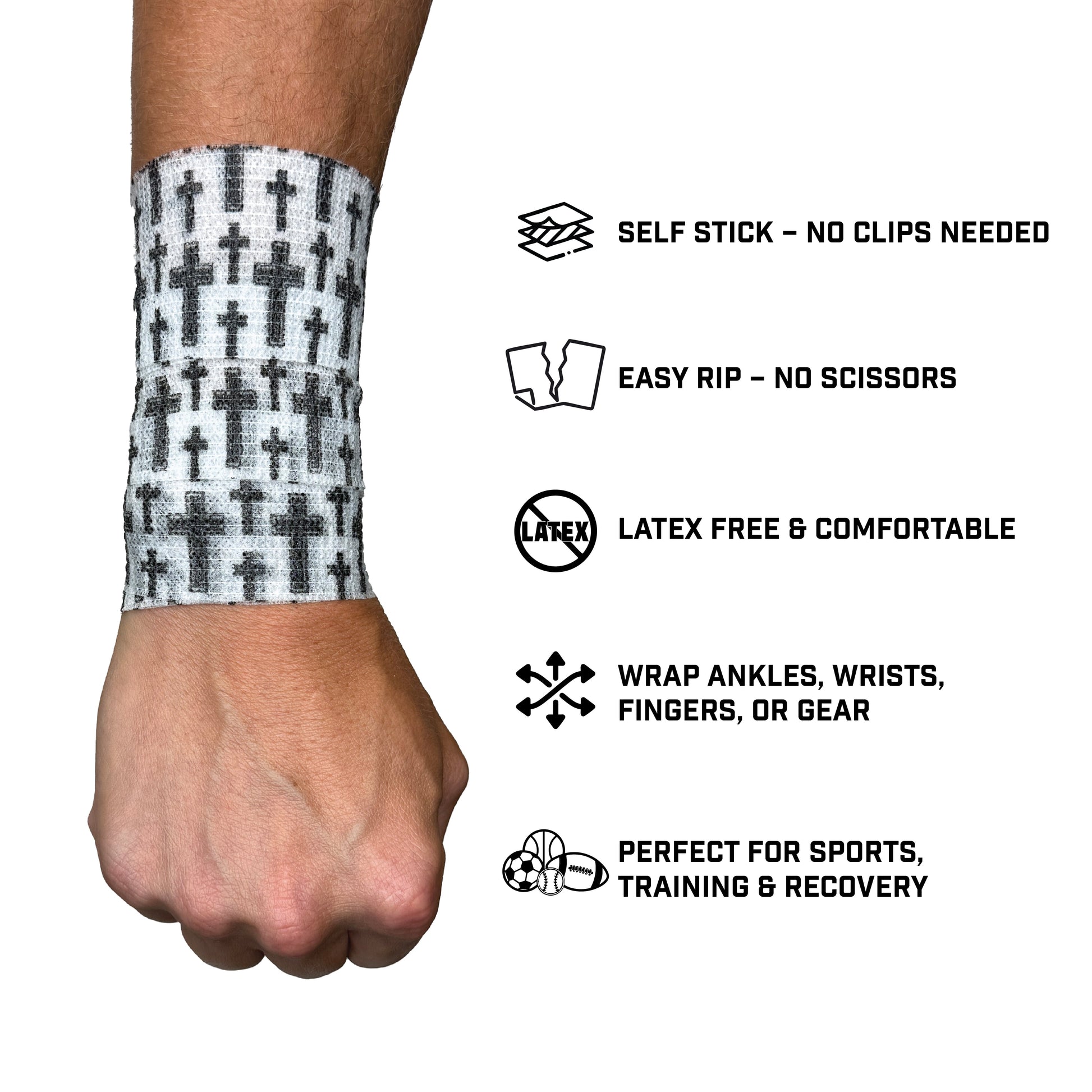 Faith Cross White Self Stick Athletic Tape - Maximum Velocity Sports