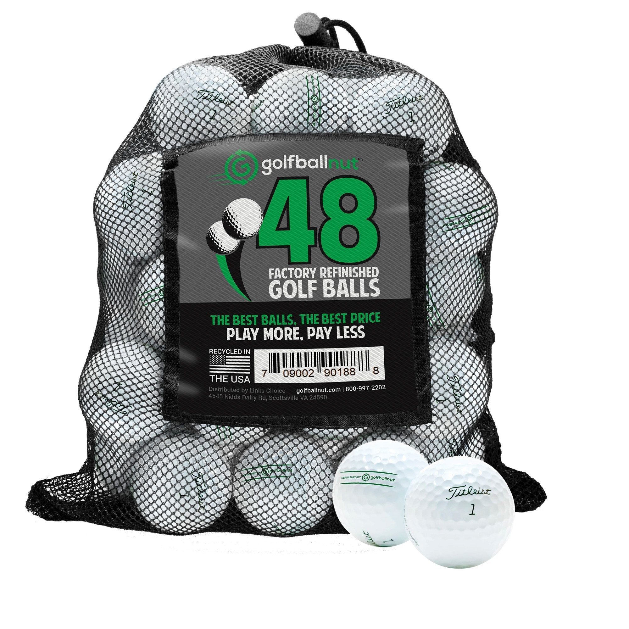 Titleist Pro V1 2022 Factory Refinished MInt Used Golf Balls With Mesh Bag - Maximum Velocity Sports