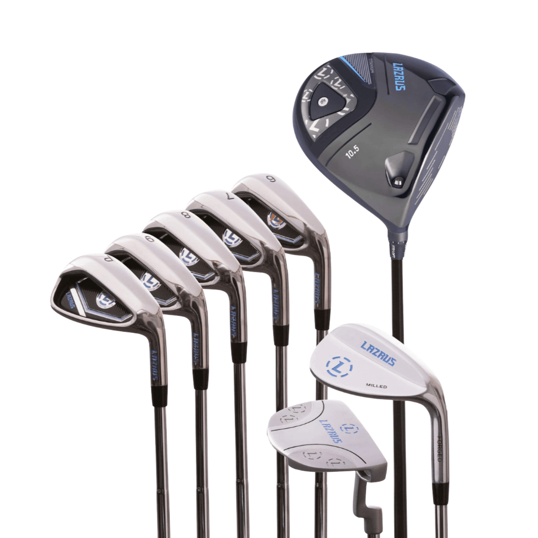 Lazrus Golf 8 pc Set - LAZ2 Driver, 6-PW Irons, 52° Wedge, Putter - Maximum Velocity Sports