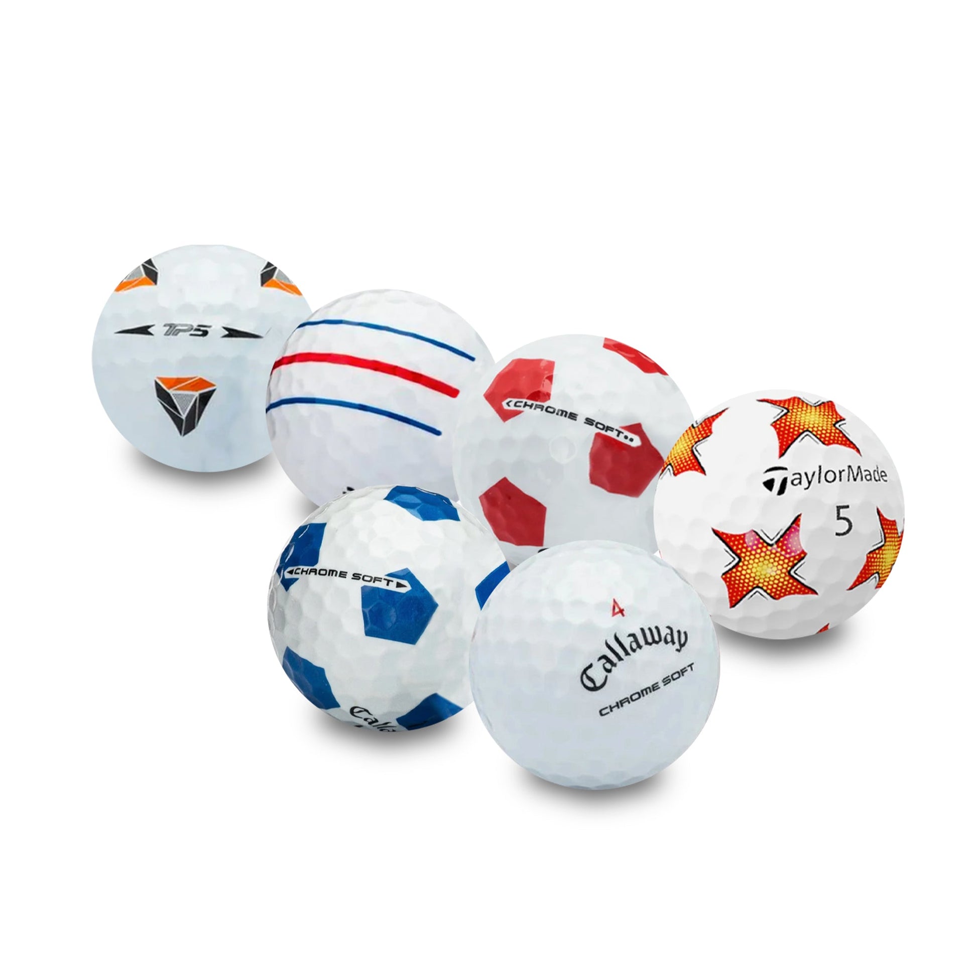 Recycled Mix of Assorted Callaway & TaylorMade Logo & Stripe Balls – 48 Count - Maximum Velocity Sports