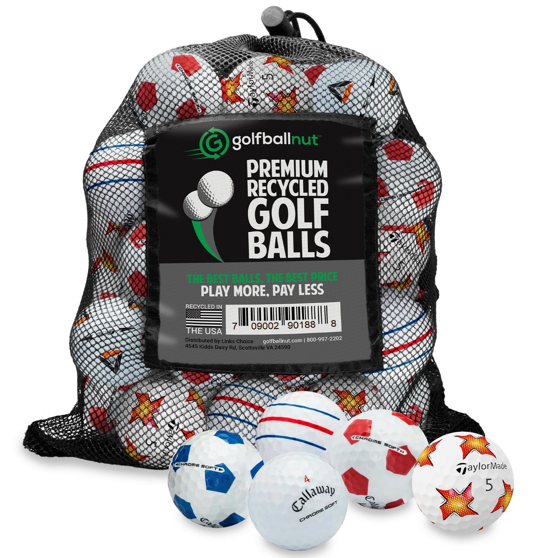 Recycled Mix of Assorted Callaway & TaylorMade Logo & Stripe Balls – 48 Count - Maximum Velocity Sports