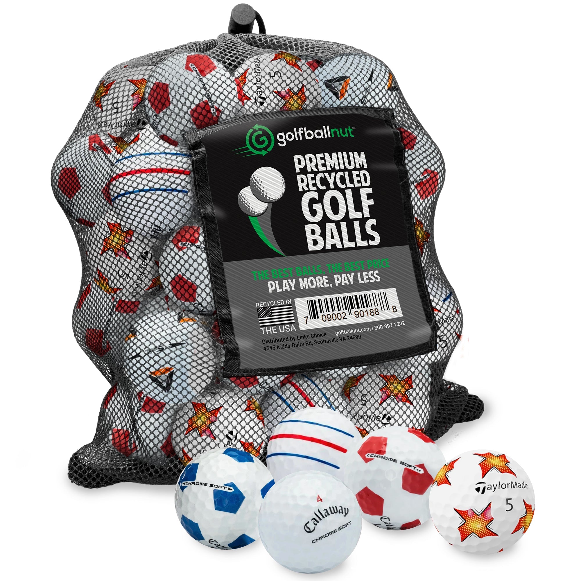 Recycled Mix of Assorted Callaway & TaylorMade Logo & Stripe Balls – 48 Count - Maximum Velocity Sports