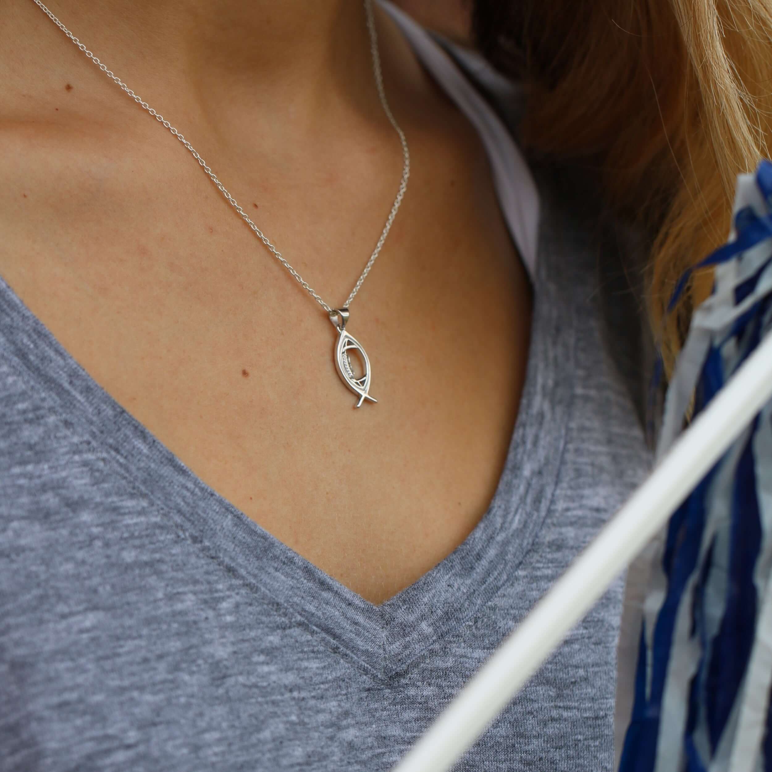 Ichthys Christian Fish Football Necklace (Youth) - Maximum Velocity Sports