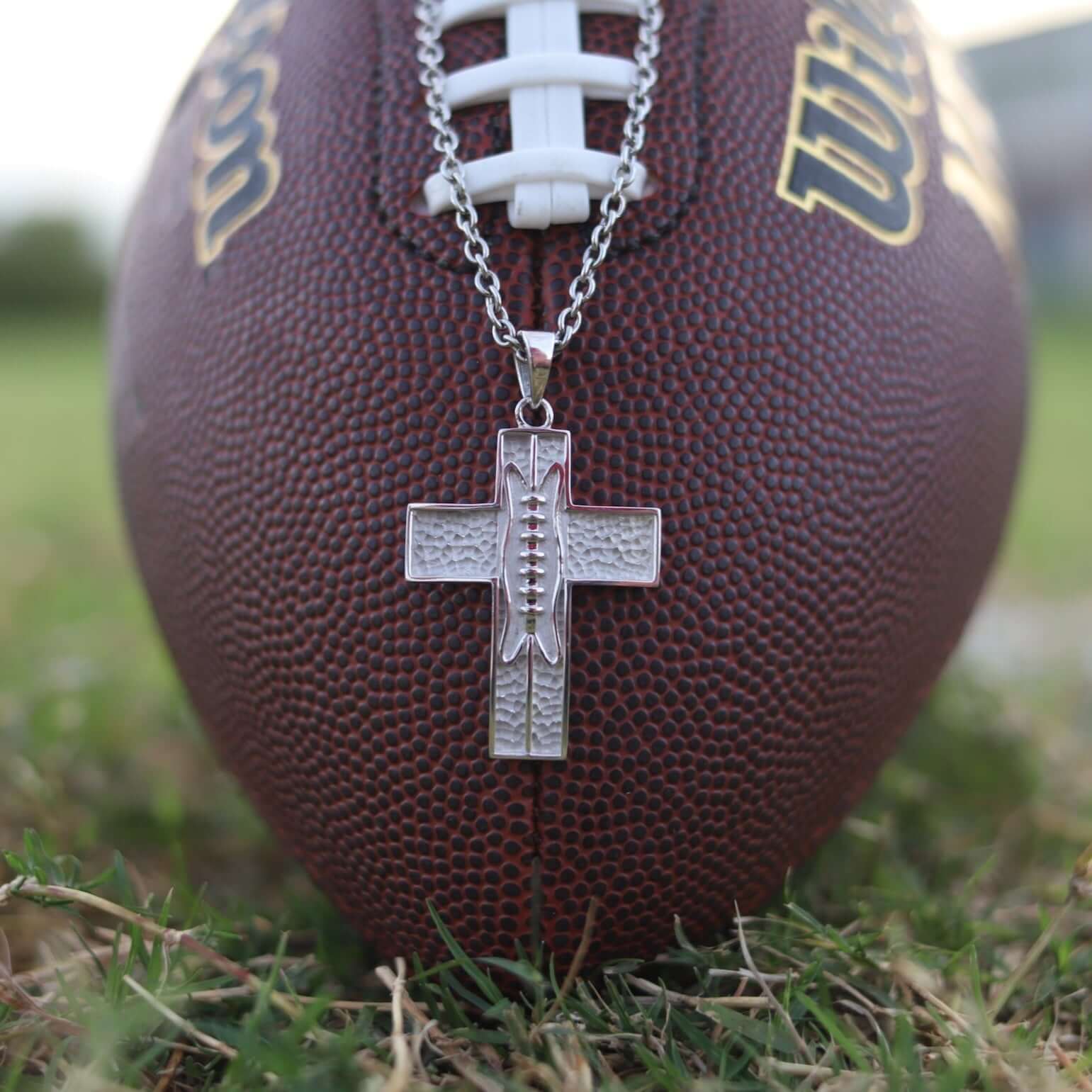 Pigskin Football Cross Necklace - Maximum Velocity Sports