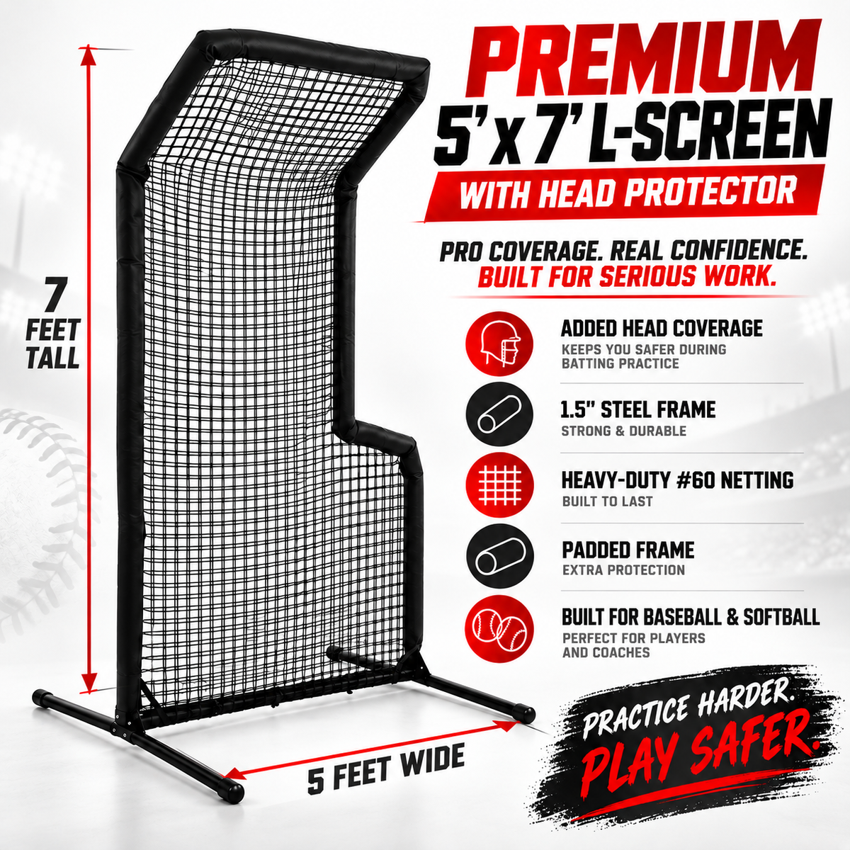 Premium 5' x 7' L-Screen with Head Protector