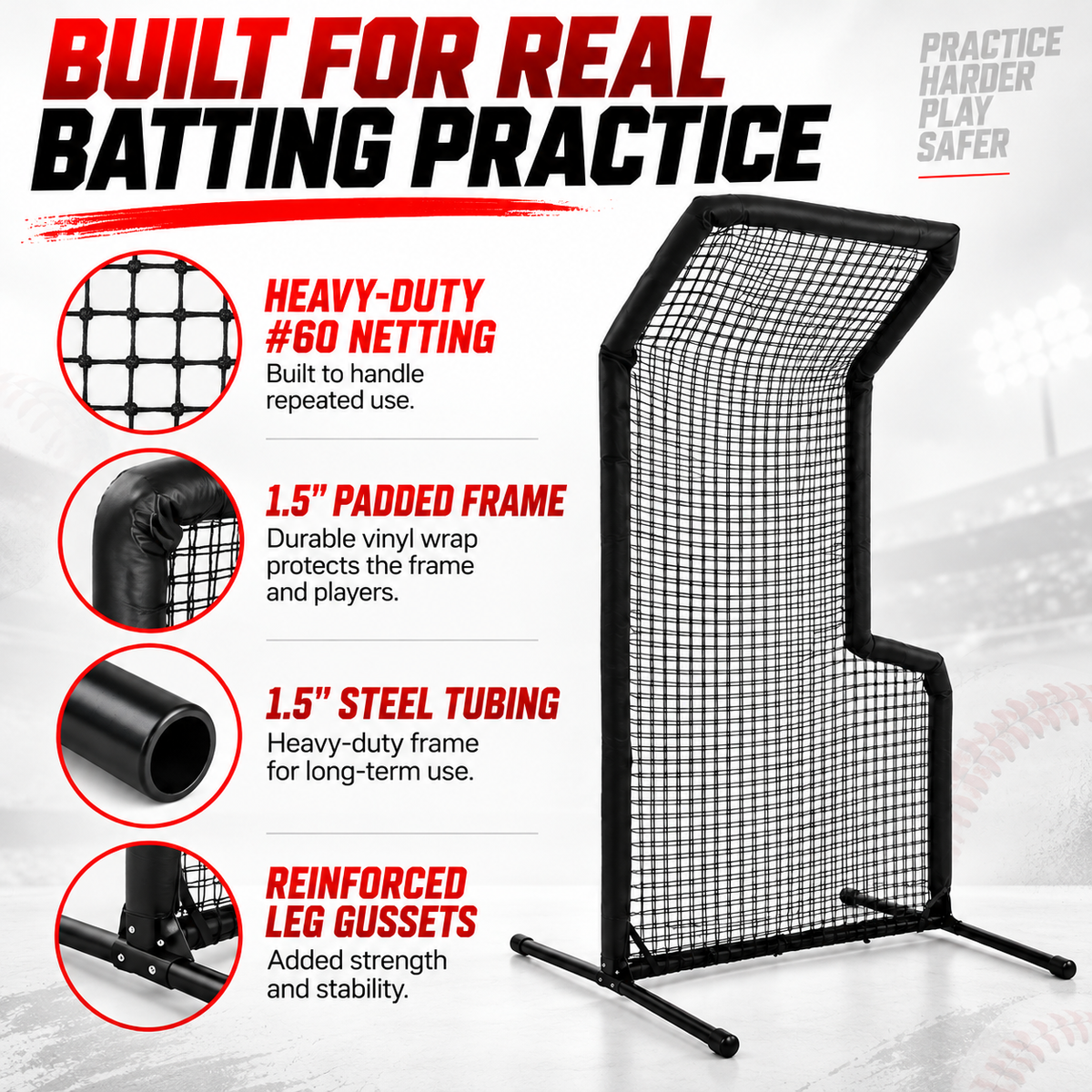 Premium 5' x 7' L-Screen with Head Protector - Maximum Velocity Sports