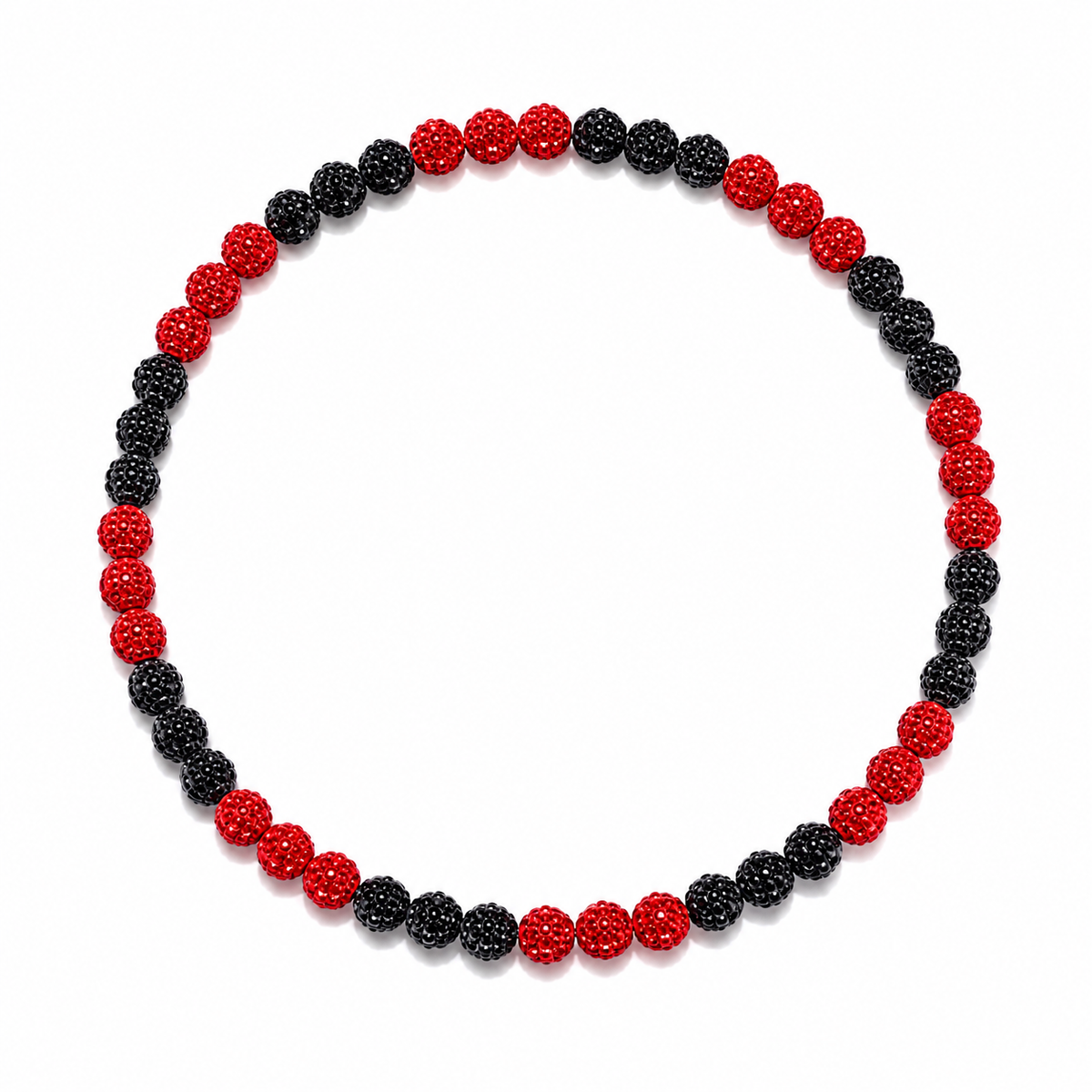 Red Slugger Iced Out Baseball Bead Necklace | Black & Red