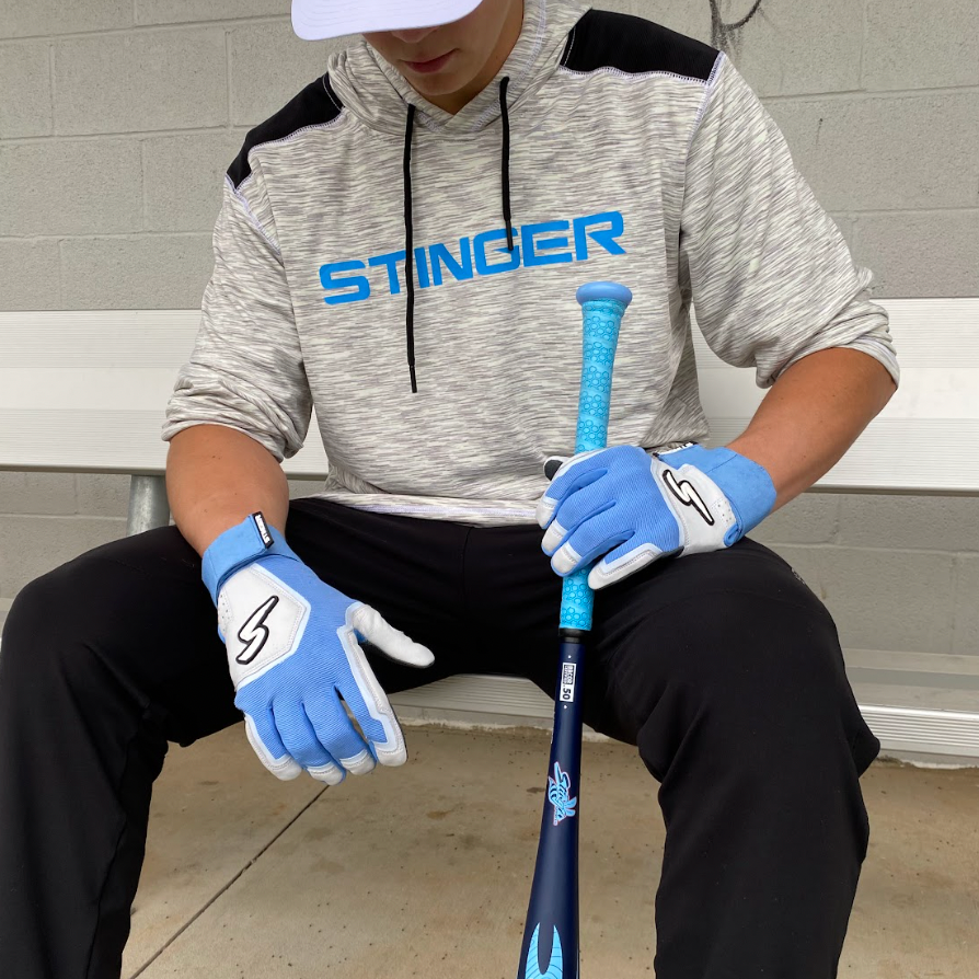 Winder Series Batting Gloves - Columbia Blue/White & Graphite - Maximum Velocity Sports