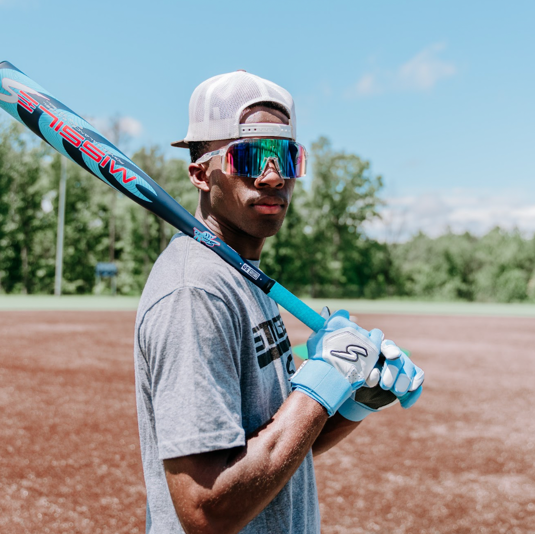 Winder Series Batting Gloves - Columbia Blue/White & Graphite - Maximum Velocity Sports