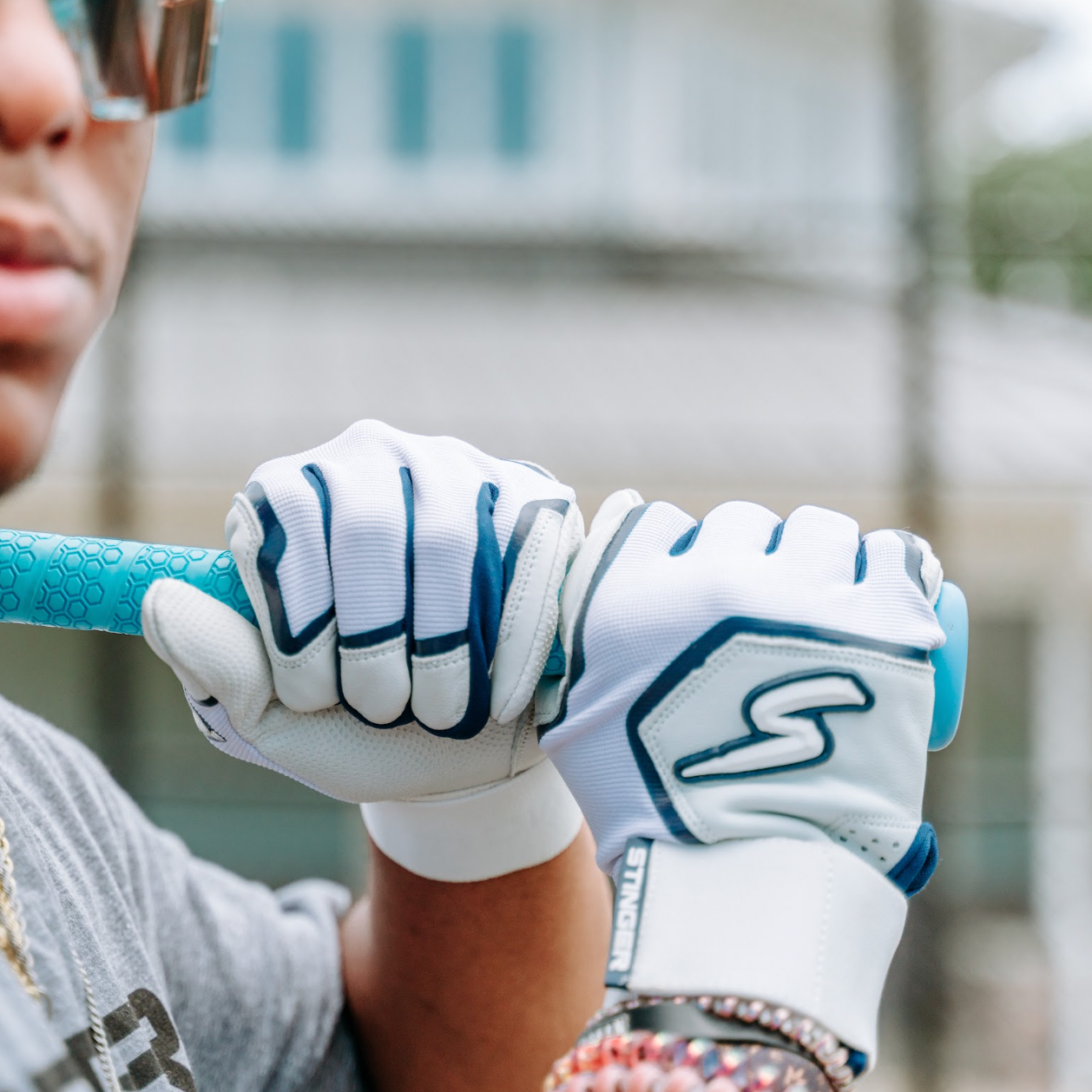 Winder Series Batting Gloves - Navy & White - Maximum Velocity Sports