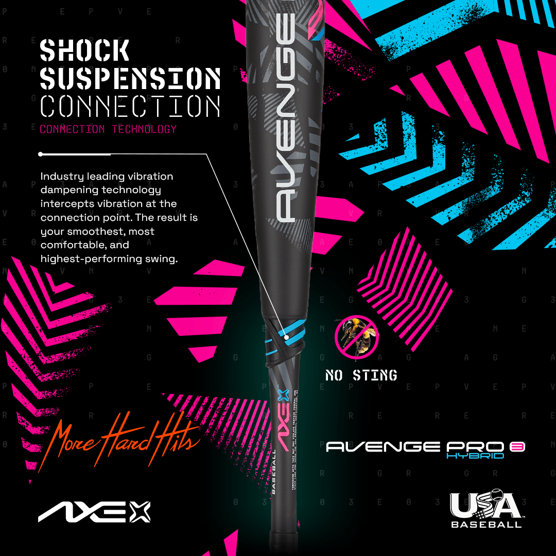 Axe Avenge Pro 3 Hybrid USA Baseball Bat , -8 - Maximum Velocity Sports