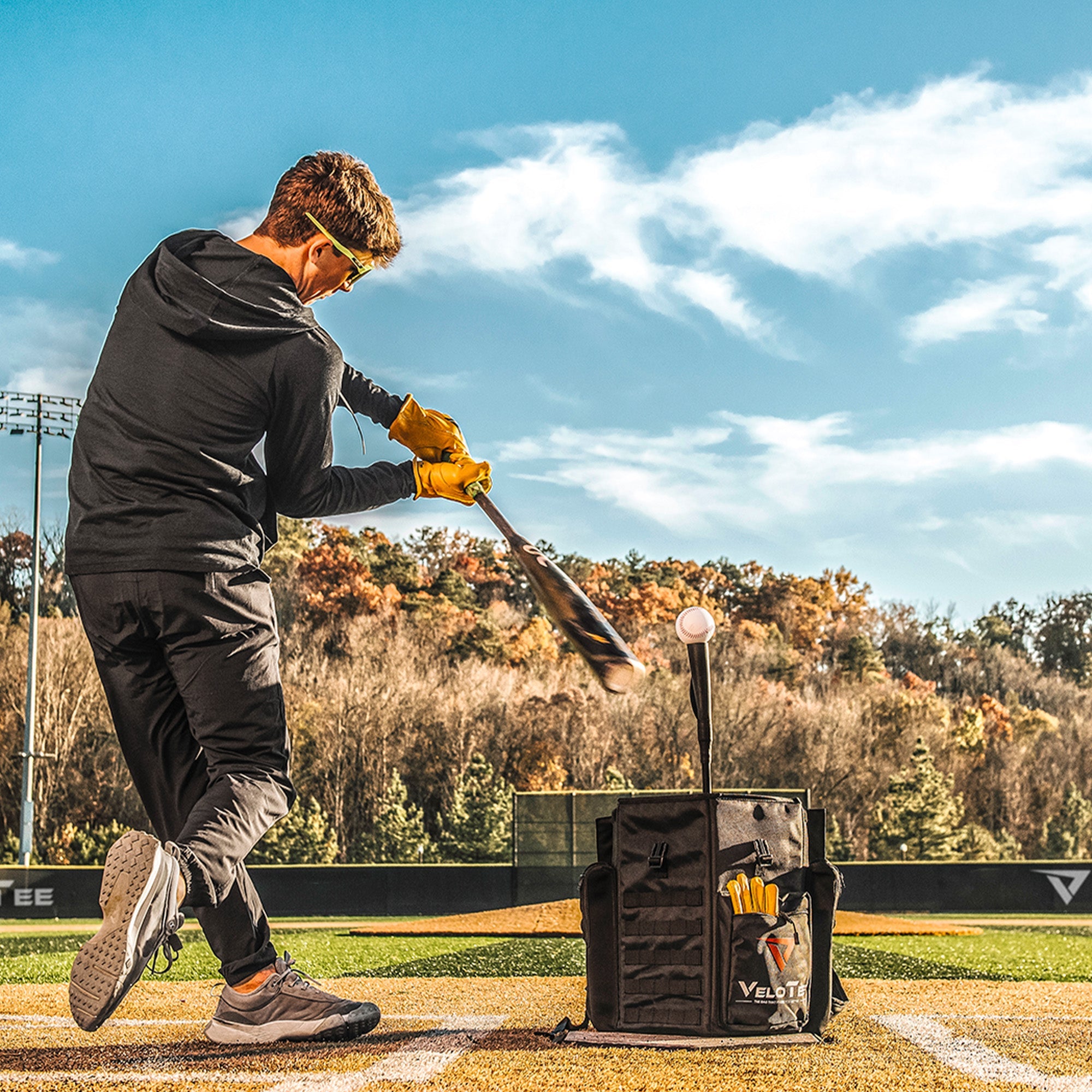 VeloTee 2.0 Baseball & Softball Bat Bag with Batting Tee - Maximum Velocity Sports