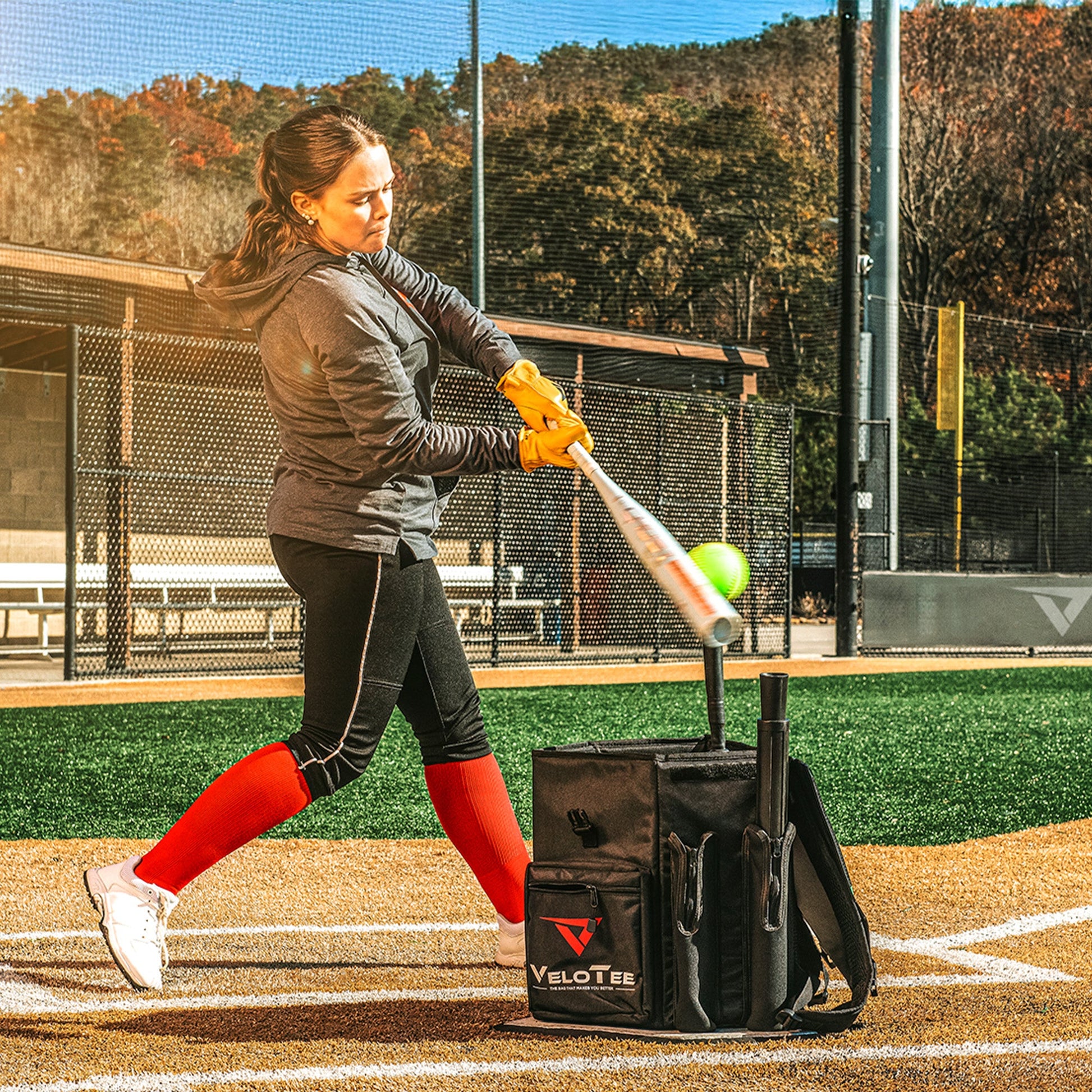 VeloTee 2.0 Baseball & Softball Bat Bag with Batting Tee - Maximum Velocity Sports