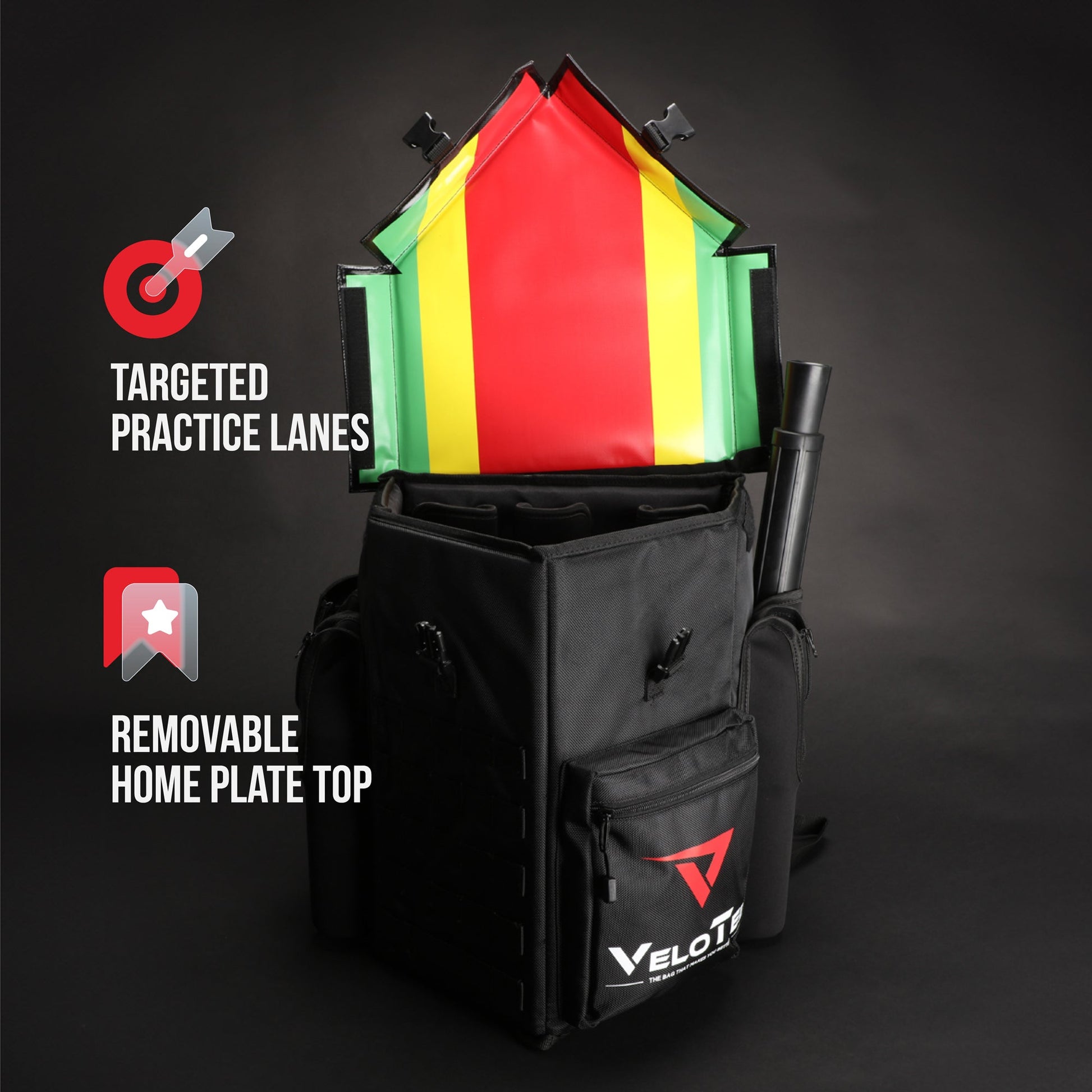 VeloTee 2.0 Baseball & Softball Bat Bag with Batting Tee - Maximum Velocity Sports