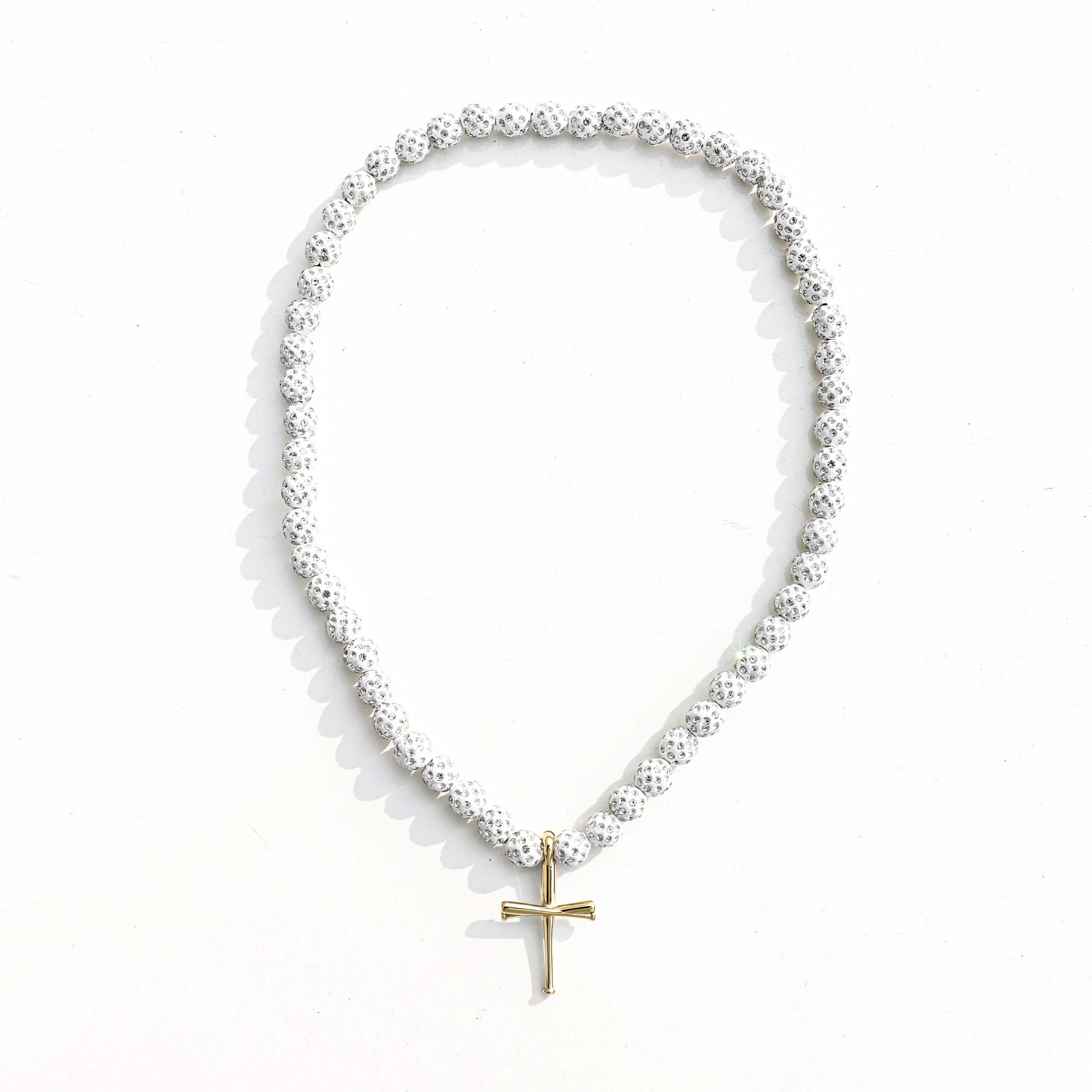 Royal Slugger Iced Out Baseball Bead Necklace | Light Blue & White - Maximum Velocity Sports