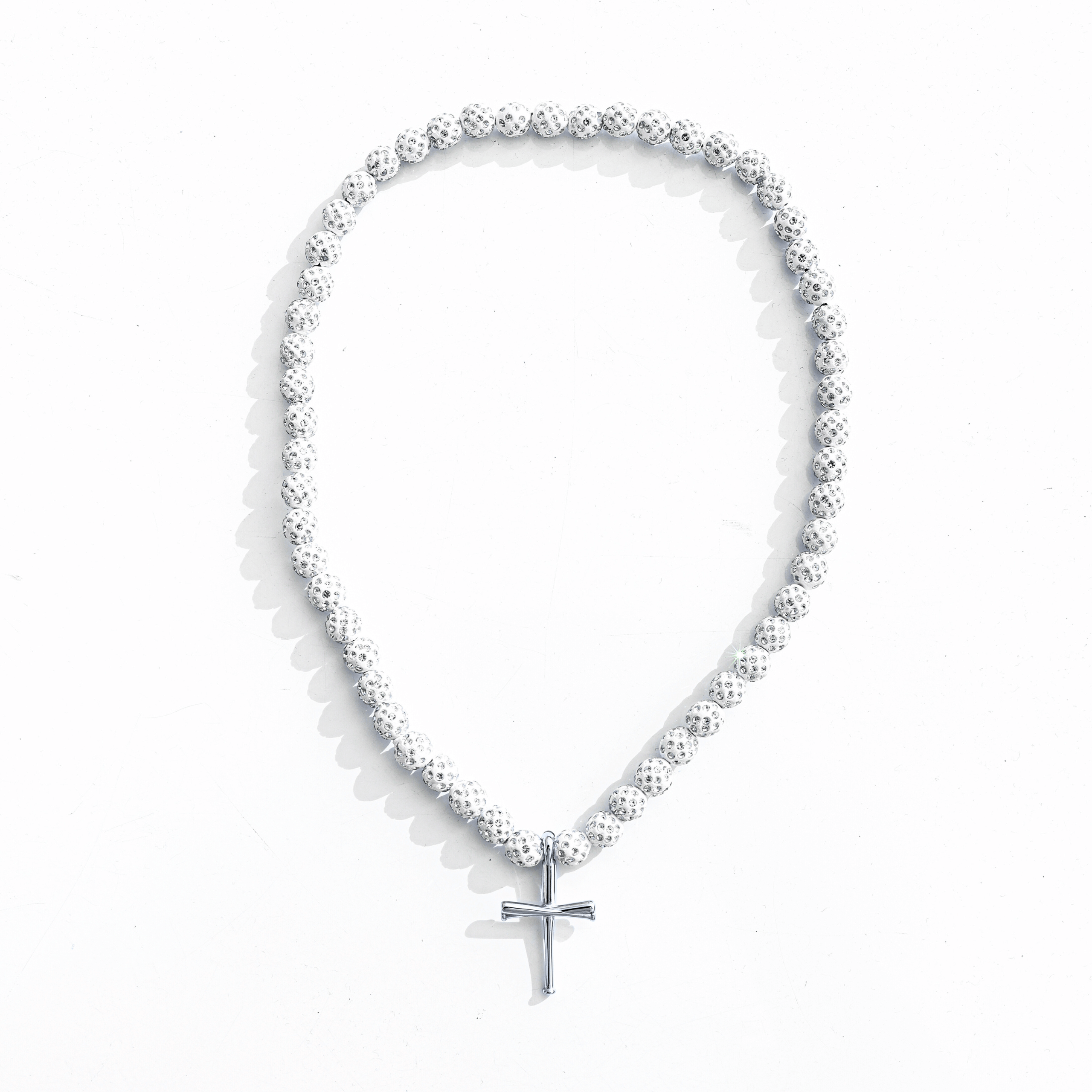 Royal Slugger Iced Out Baseball Bead Necklace | Light Blue & White - Maximum Velocity Sports