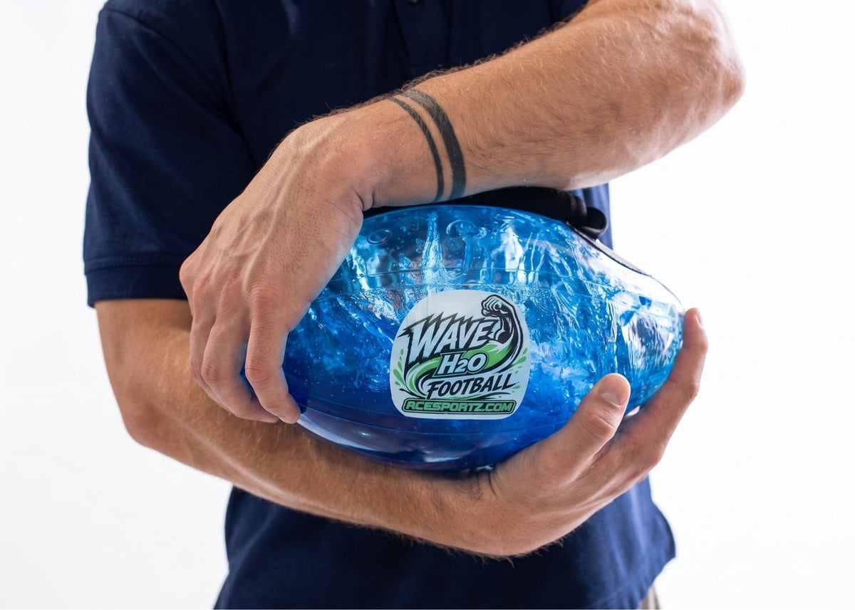 H2O Tsunami Football from AceSportz shown in a water-resistance training demonstration.