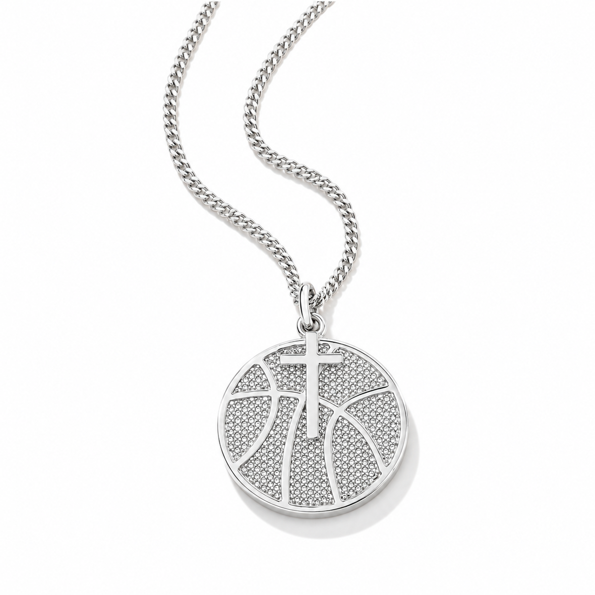 Basketball Dangle Cross Necklace