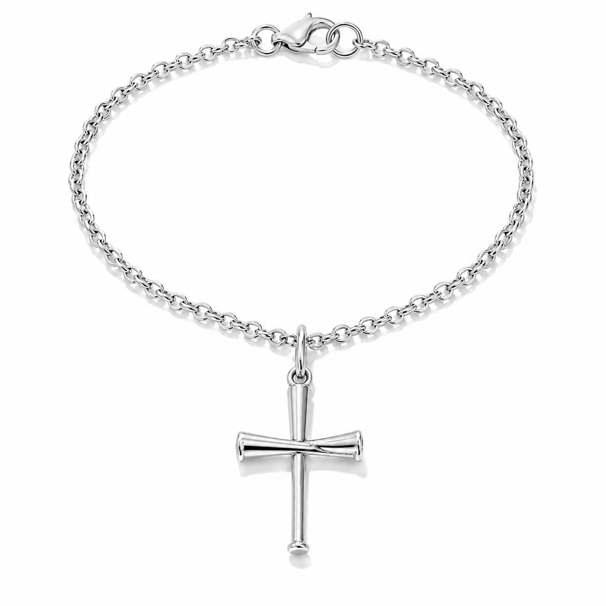 Baseball Bat Cross Bracelet Charm
