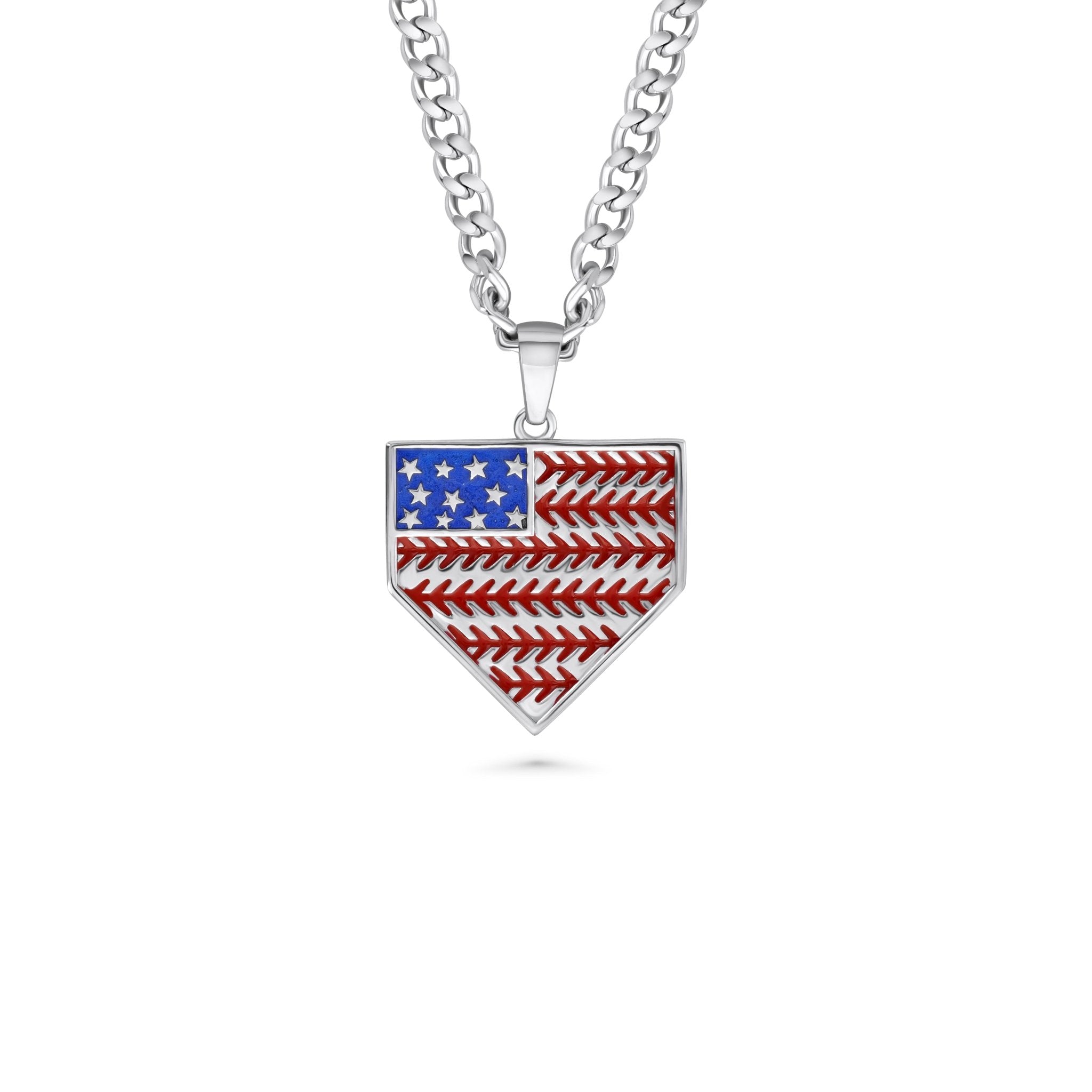 American Flag Home Plate Necklace - Maximum Velocity Sports