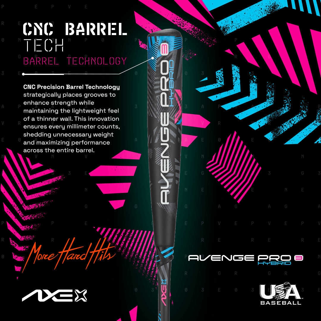 Axe Avenge Pro 3 Hybrid USA Baseball Bat , - 8 - Maximum Velocity Sports