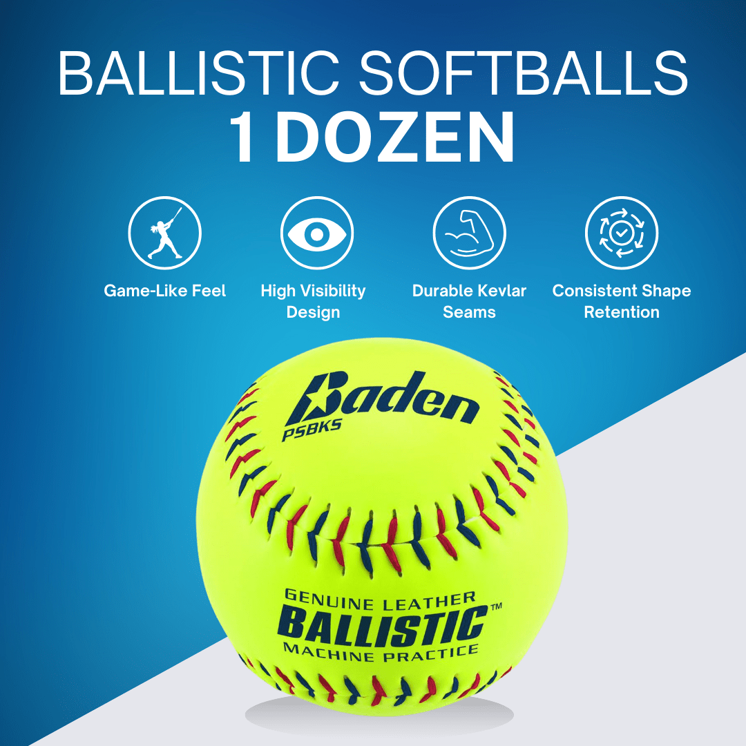 Ballistic Pitching Machine Softballs - 1 Dozen - Maximum Velocity Sports