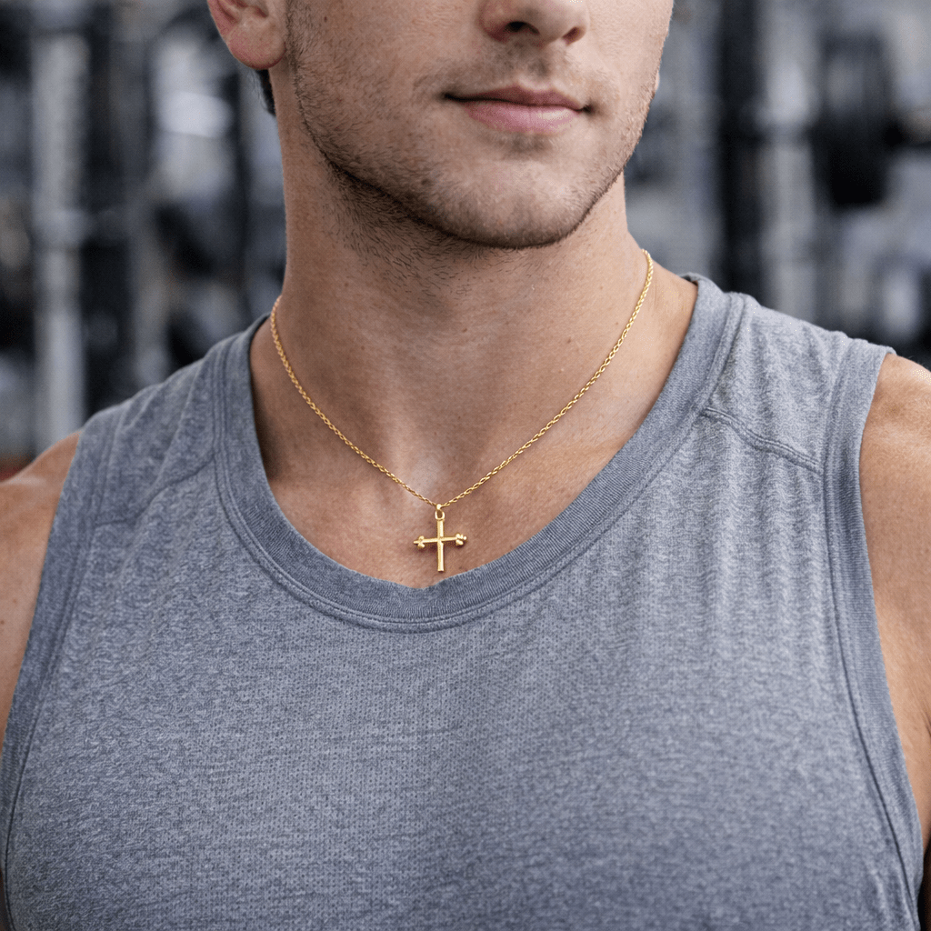 Barbell Cross Necklace - Maximum Velocity Sports