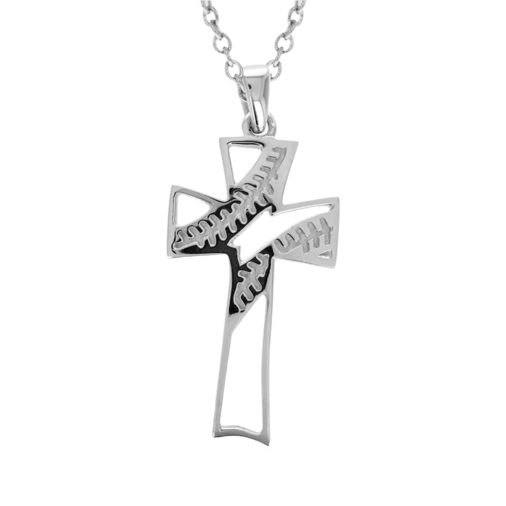 Baseball Stitch Open Cross Necklace - Maximum Velocity Sports