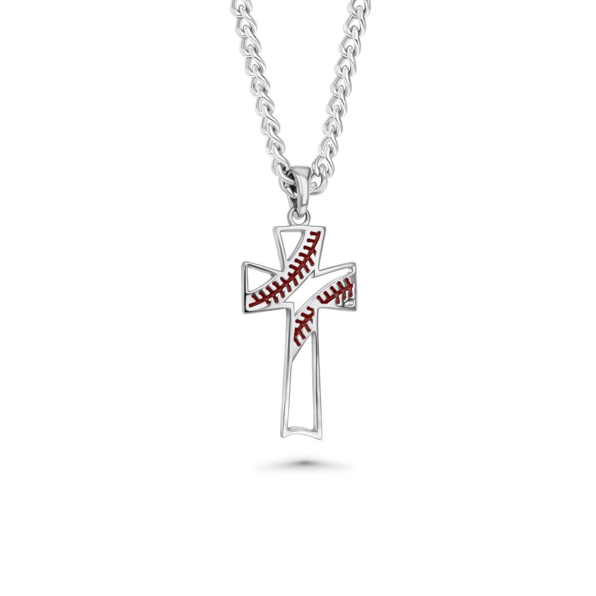 Baseball Stitch Open Cross Necklace - Maximum Velocity Sports
