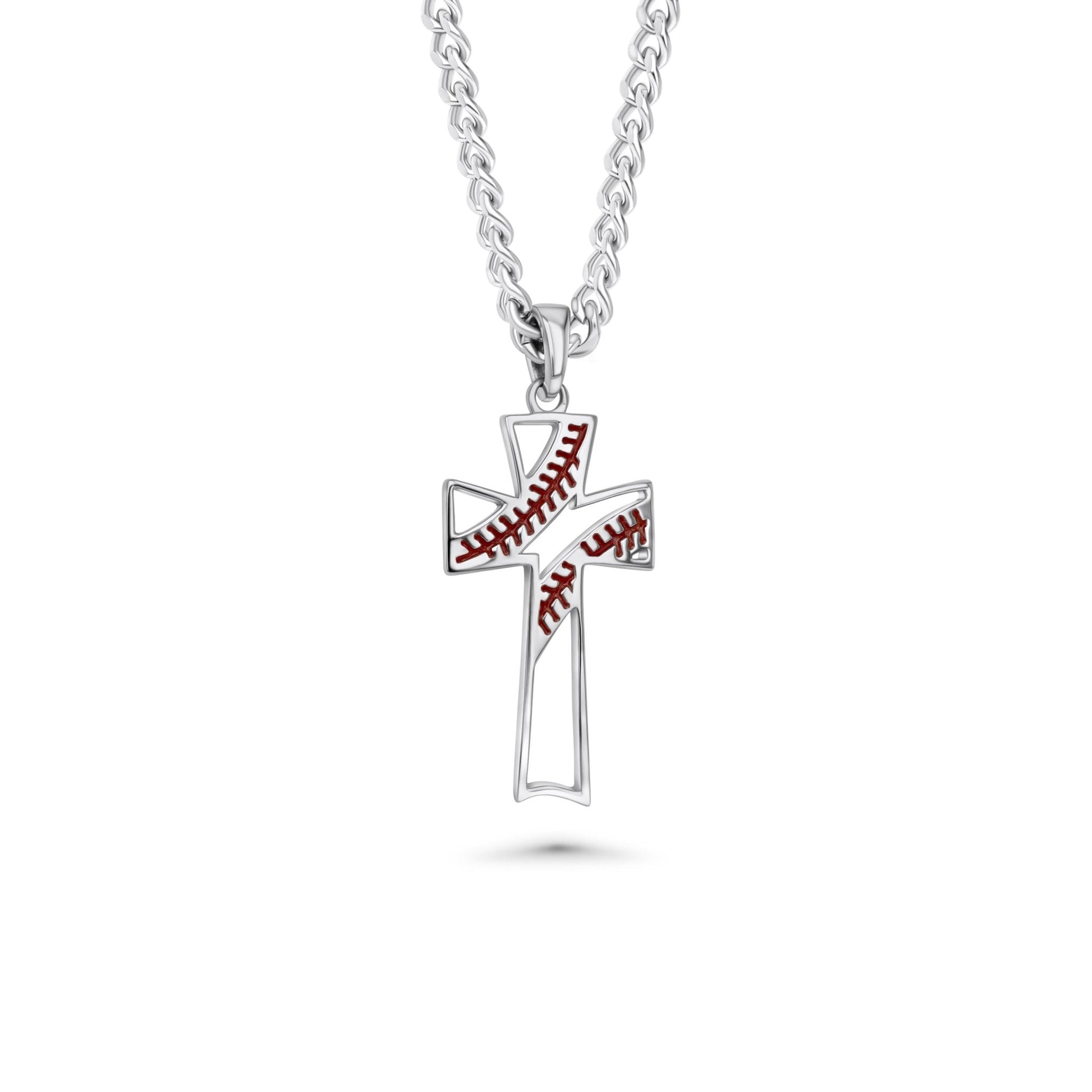 Baseball Stitch Open Cross Necklace - Maximum Velocity Sports
