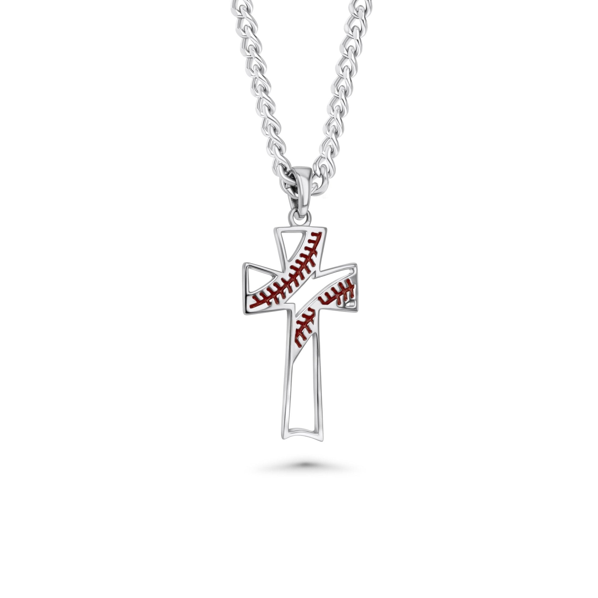 Baseball Stitch Open Cross Necklace - Maximum Velocity Sports