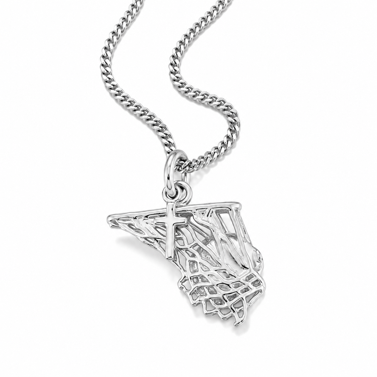 Basketball Net Dangle Cross Necklace