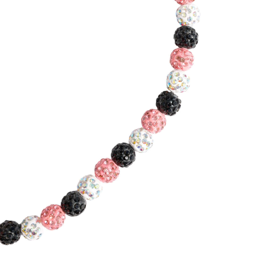 Big League Iced Out Baseball Bead Necklace | Black, Pink, & White - Maximum Velocity Sports