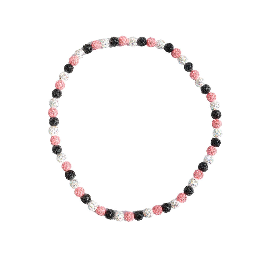 Big League Iced Out Baseball Bead Necklace | Black, Pink, & White - Maximum Velocity Sports