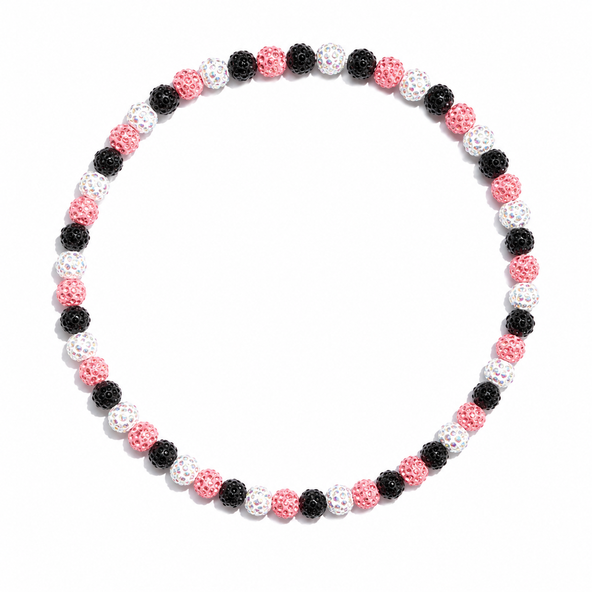 Big League Iced Out Baseball Bead Necklace | Black, Pink, & White