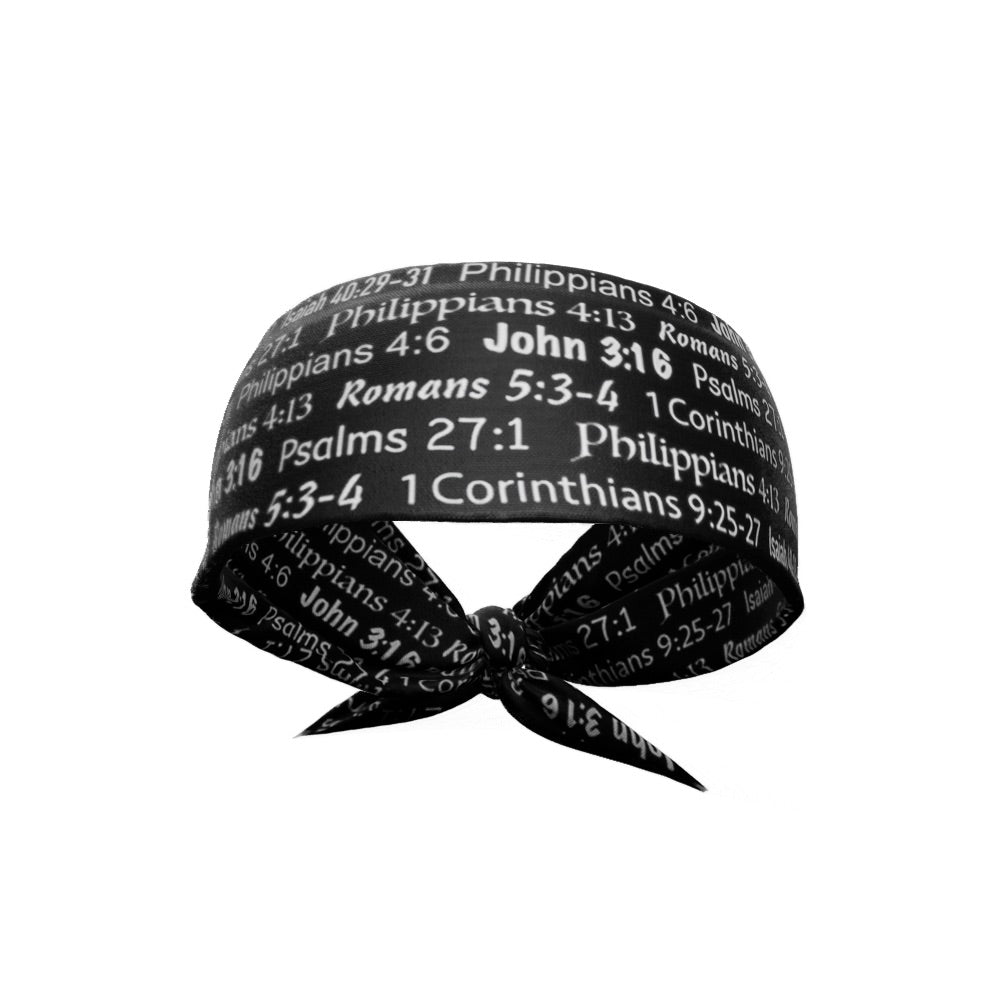 Black Bible Verse Tie Headband - Maximum Velocity Sports