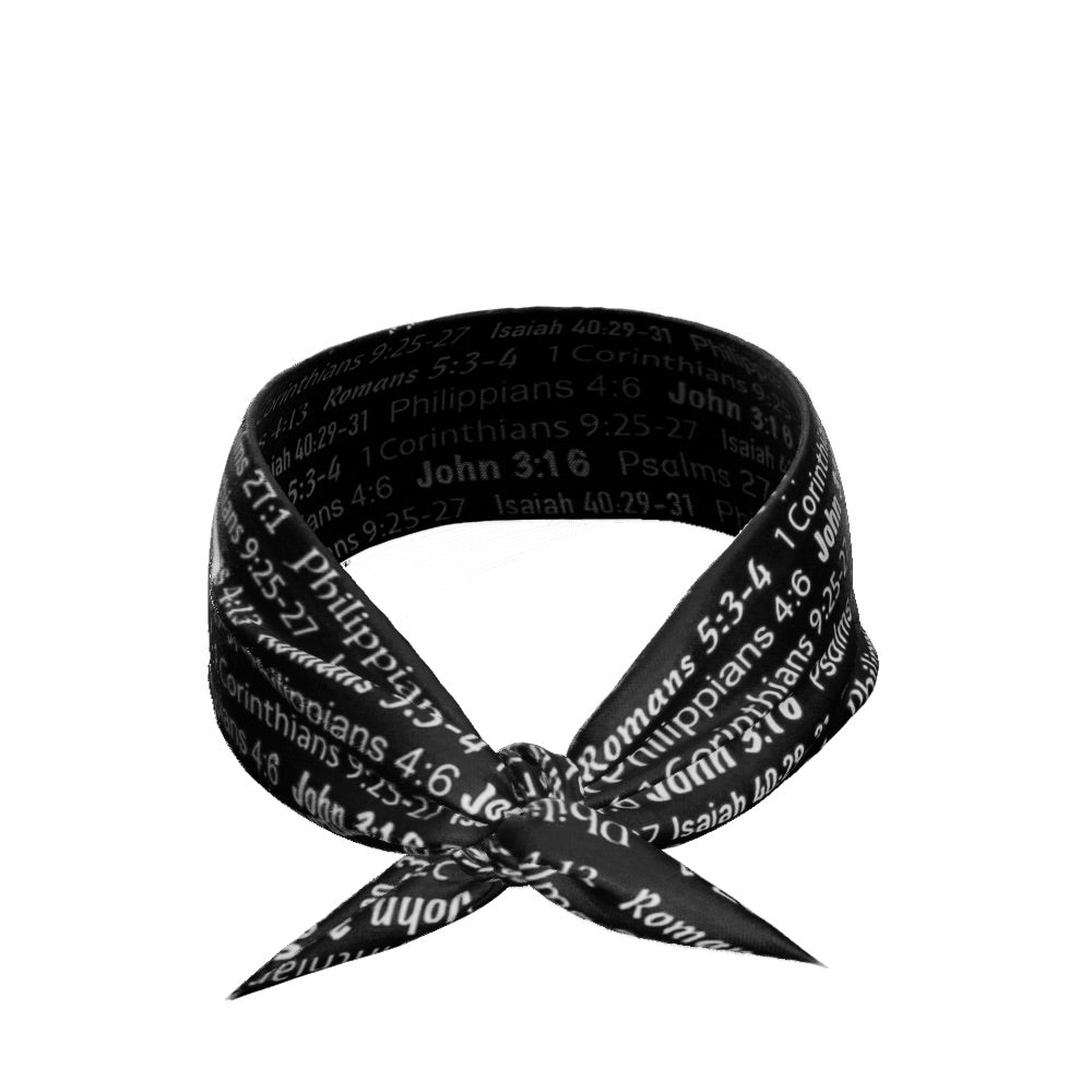 Black Bible Verse Tie Headband - Maximum Velocity Sports