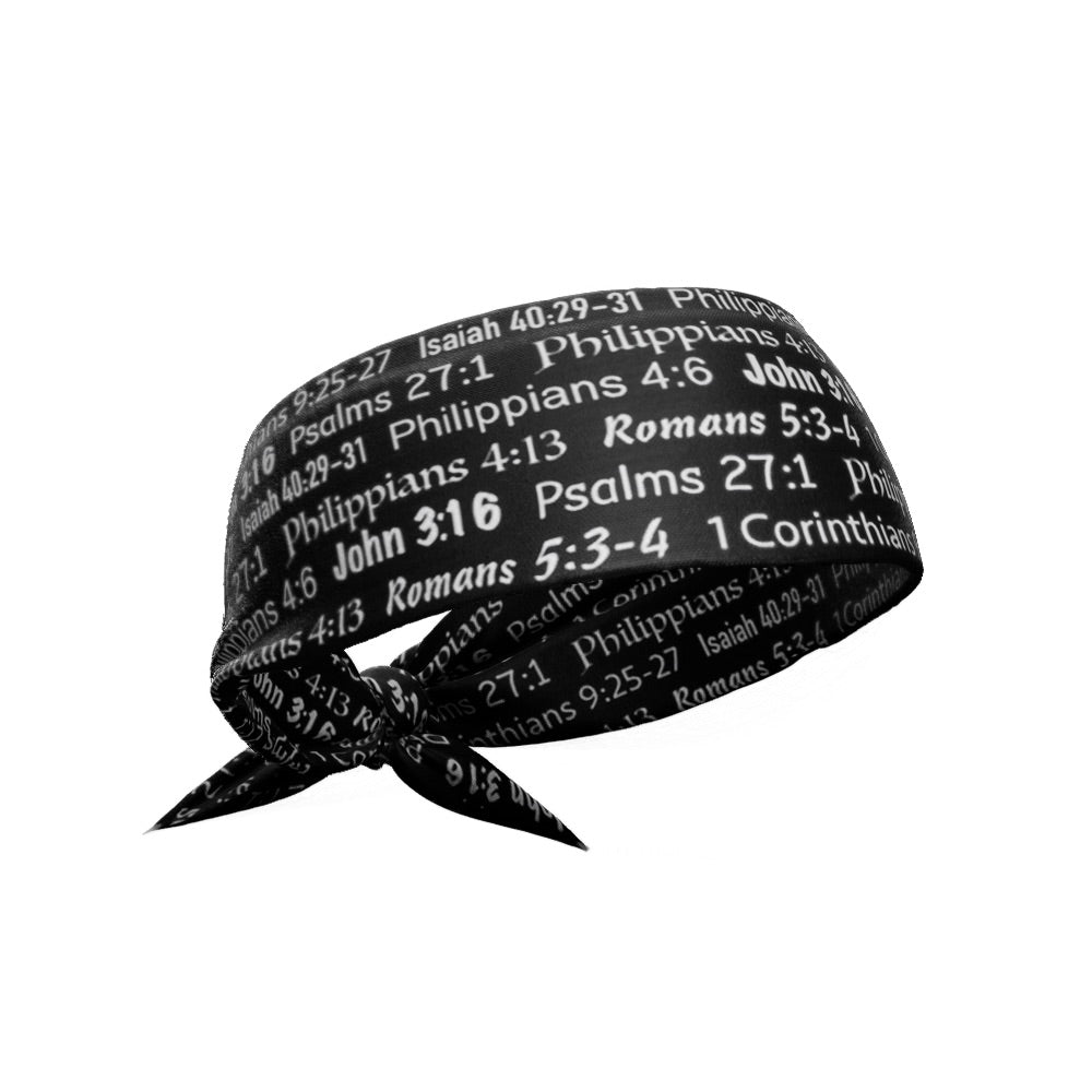 Black Bible Verse Tie Headband - Maximum Velocity Sports