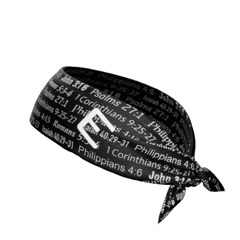 Black Bible Verse Tie Headband - Maximum Velocity Sports