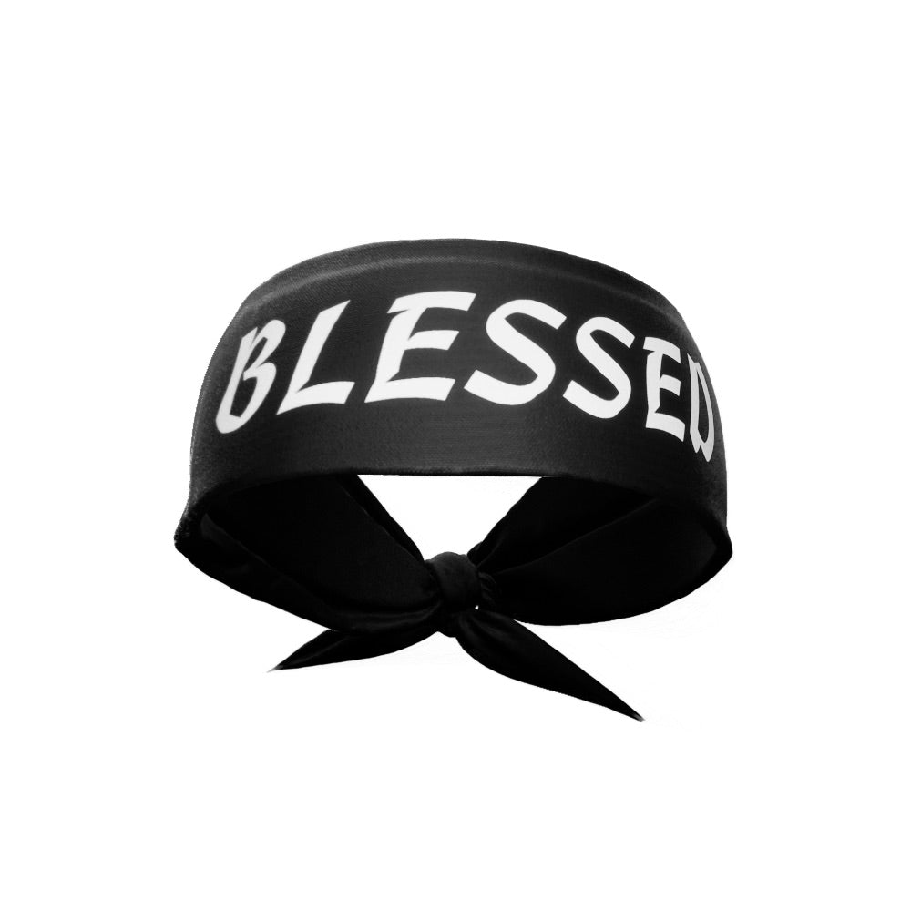 Black BLESSED Tie Headband - Maximum Velocity Sports