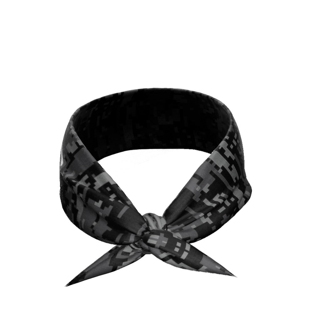 Black Digi Camo Tie Headband - Maximum Velocity Sports
