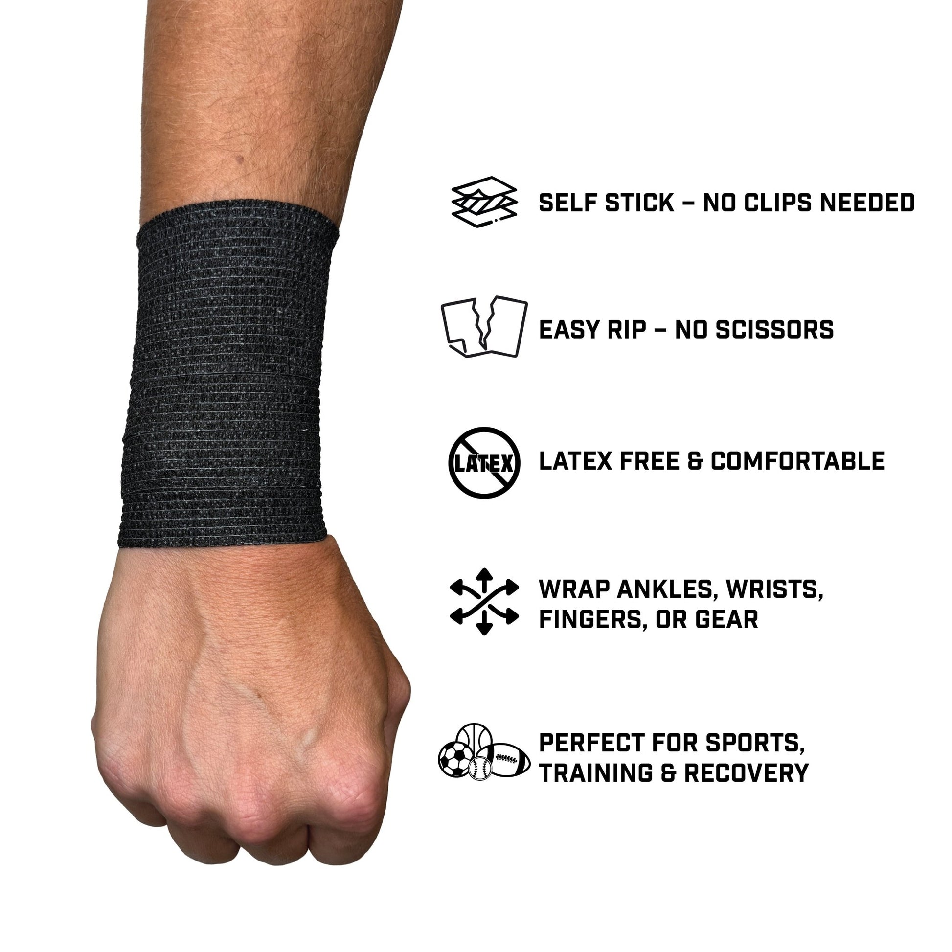 Black Self Stick Athletic Tape - Maximum Velocity Sports