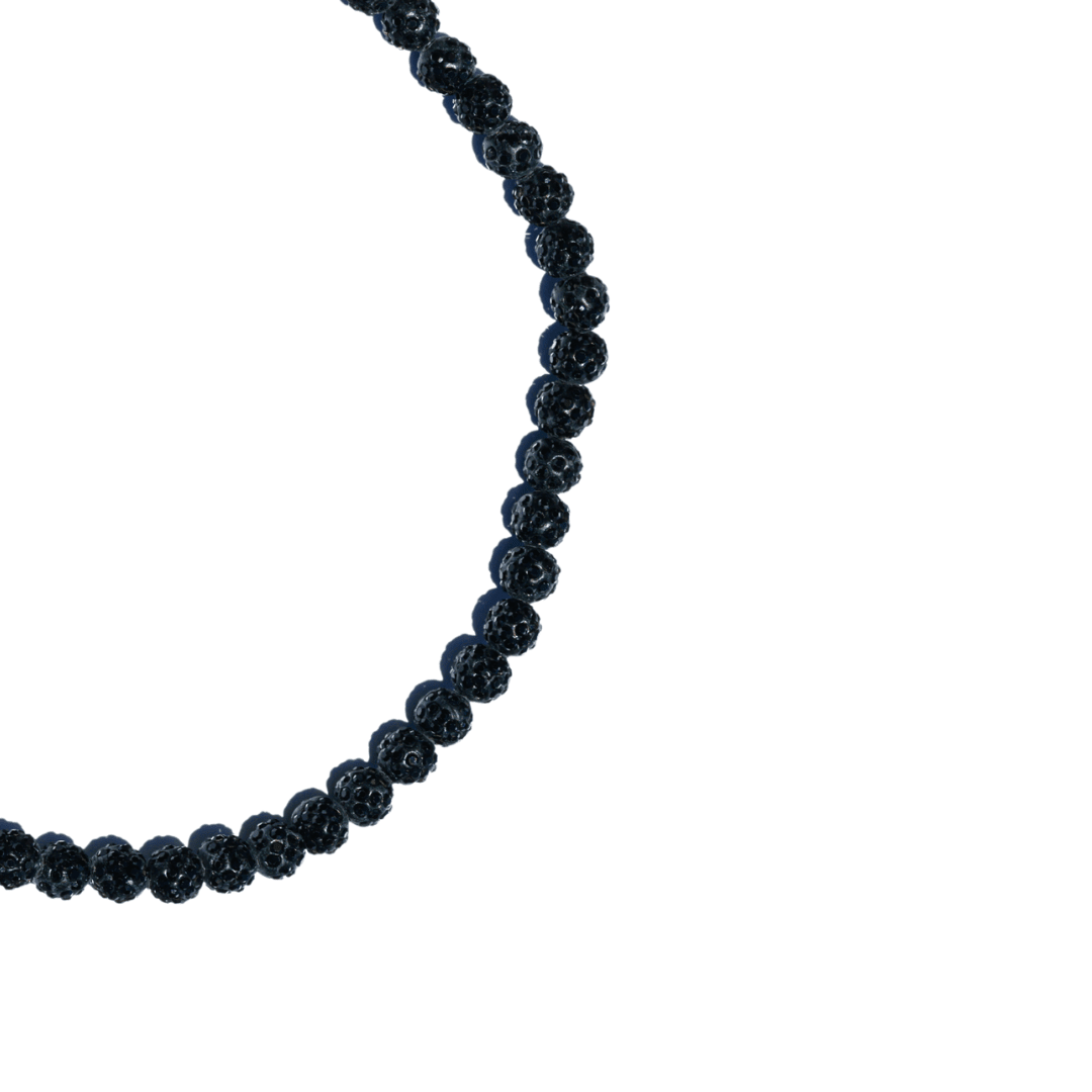 Blackout Iced Out Baseball Bead Necklace | Black - Maximum Velocity Sports