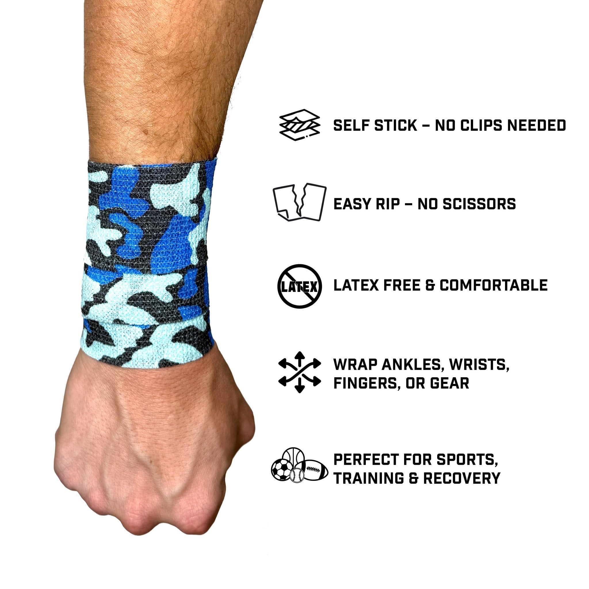 Blue Camo Self Stick Athletic Tape - Maximum Velocity Sports