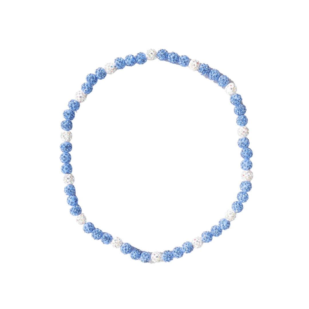 Blue Velocity Iced Out Baseball Bead Necklace | Blue & White - Maximum Velocity Sports