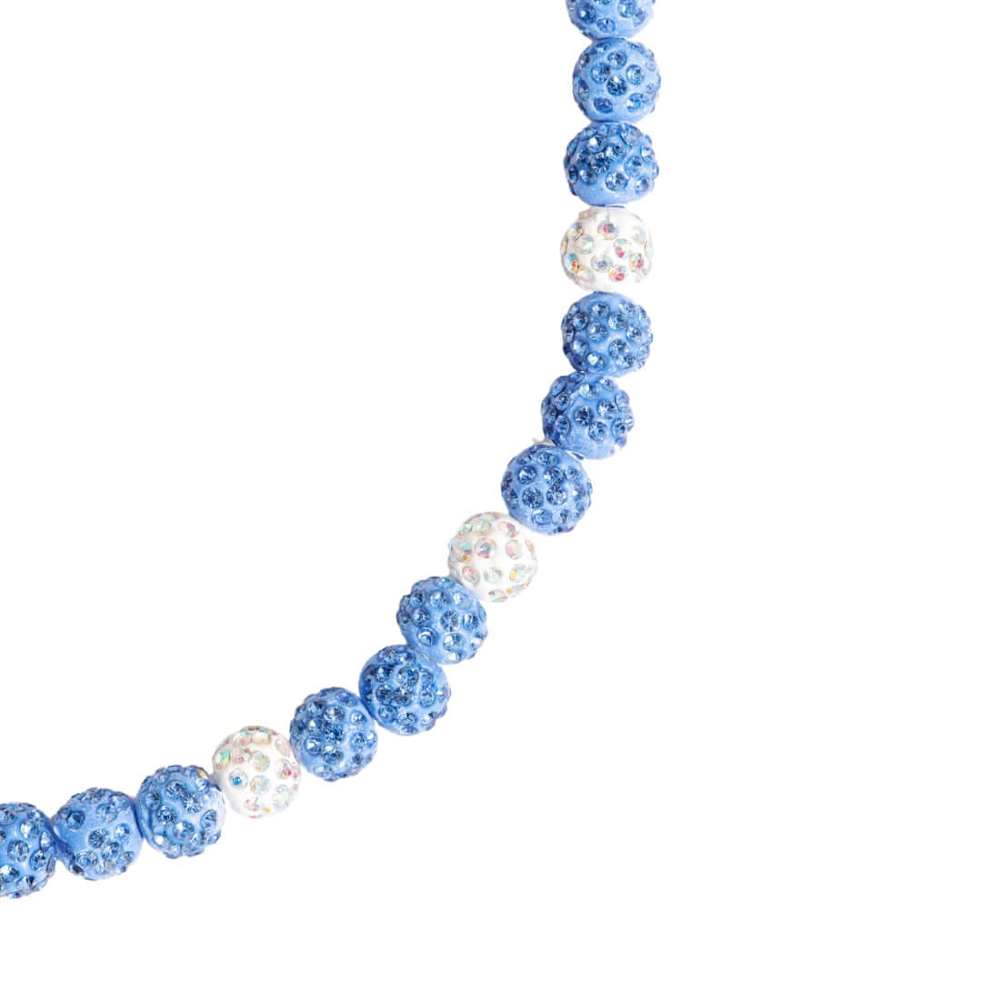 Blue Velocity Iced Out Baseball Bead Necklace | Blue & White - Maximum Velocity Sports